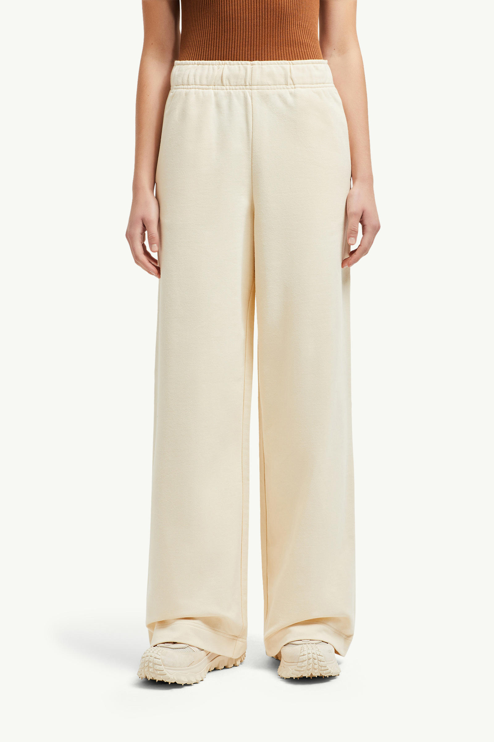 Wide Leg Cotton Track Pants Women White Moncler 3