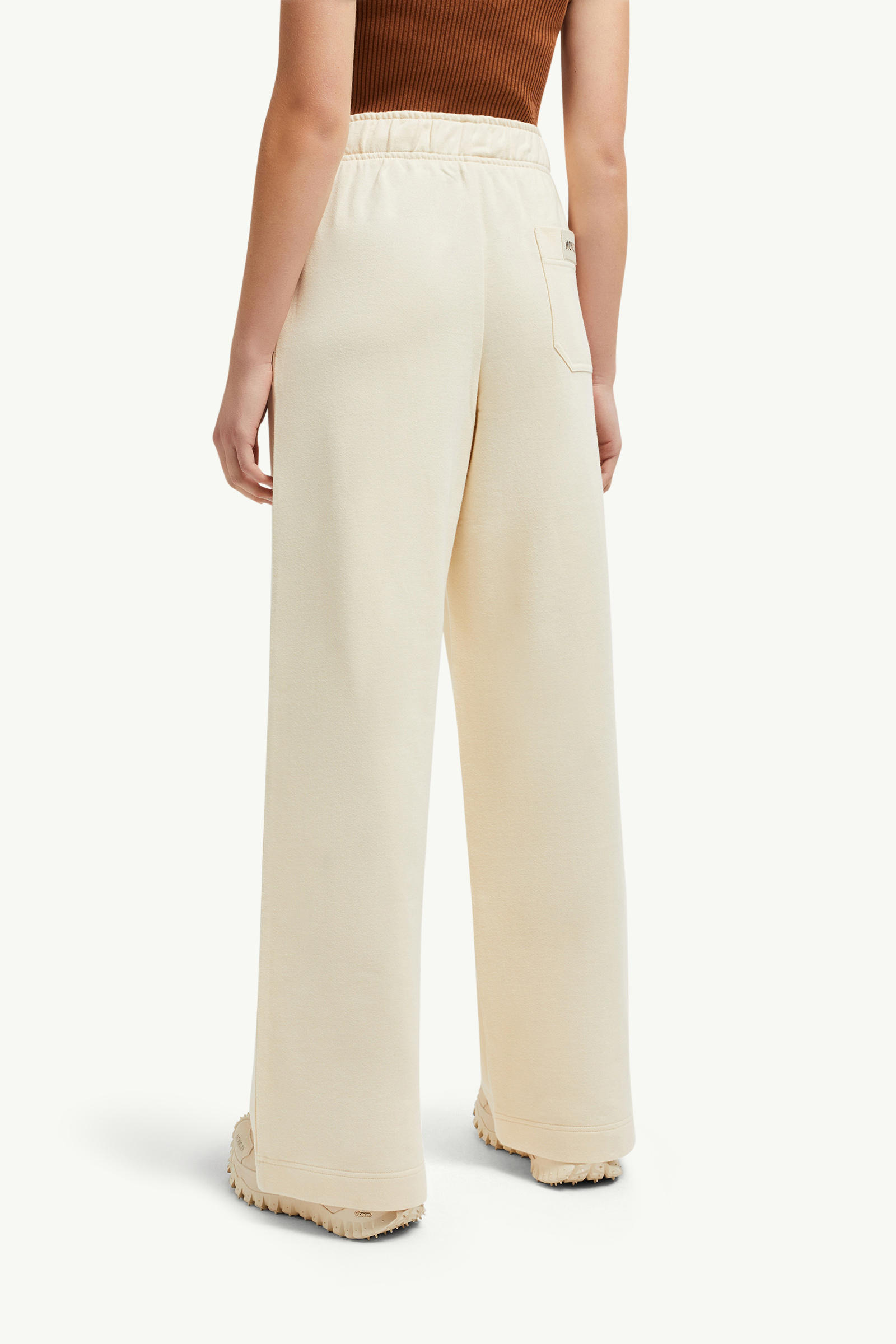 Wide Leg Cotton Track Pants Women White Moncler 4
