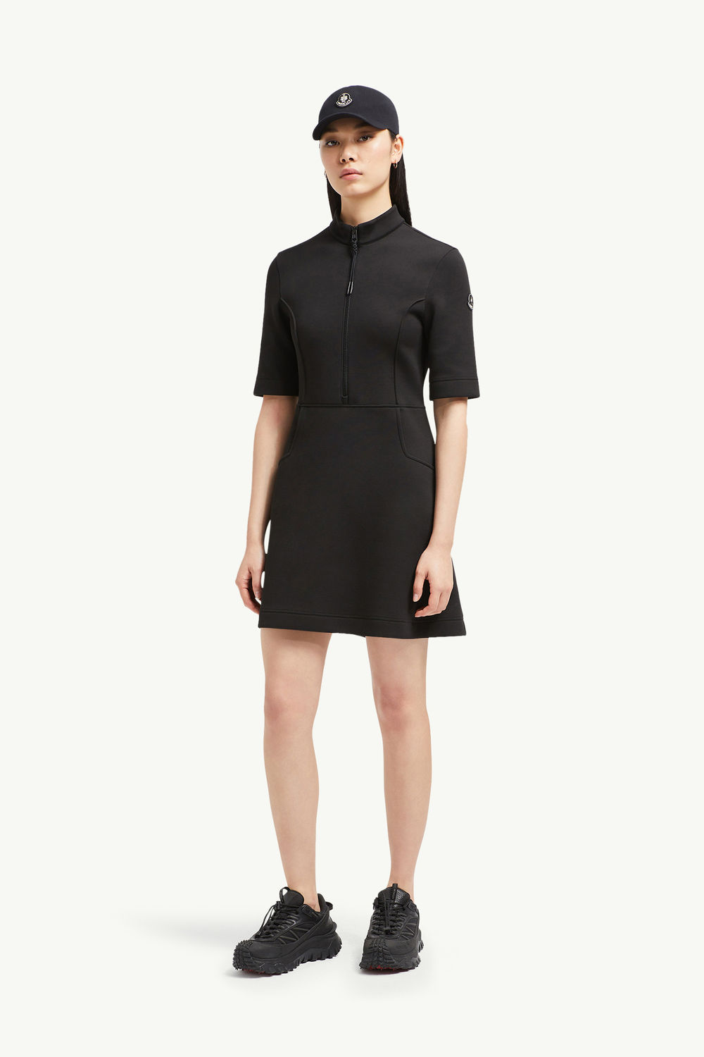Year of the Snake Patch Neoprene Mini Dress Women Black Moncler 0