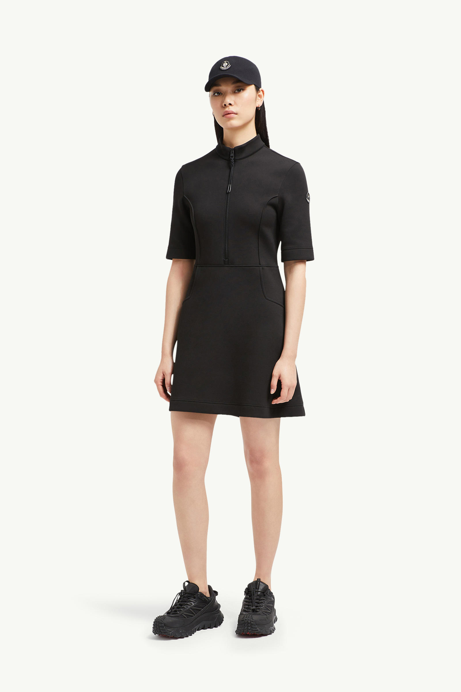 Year of the Snake Patch Neoprene Mini Dress Women Black Moncler 0