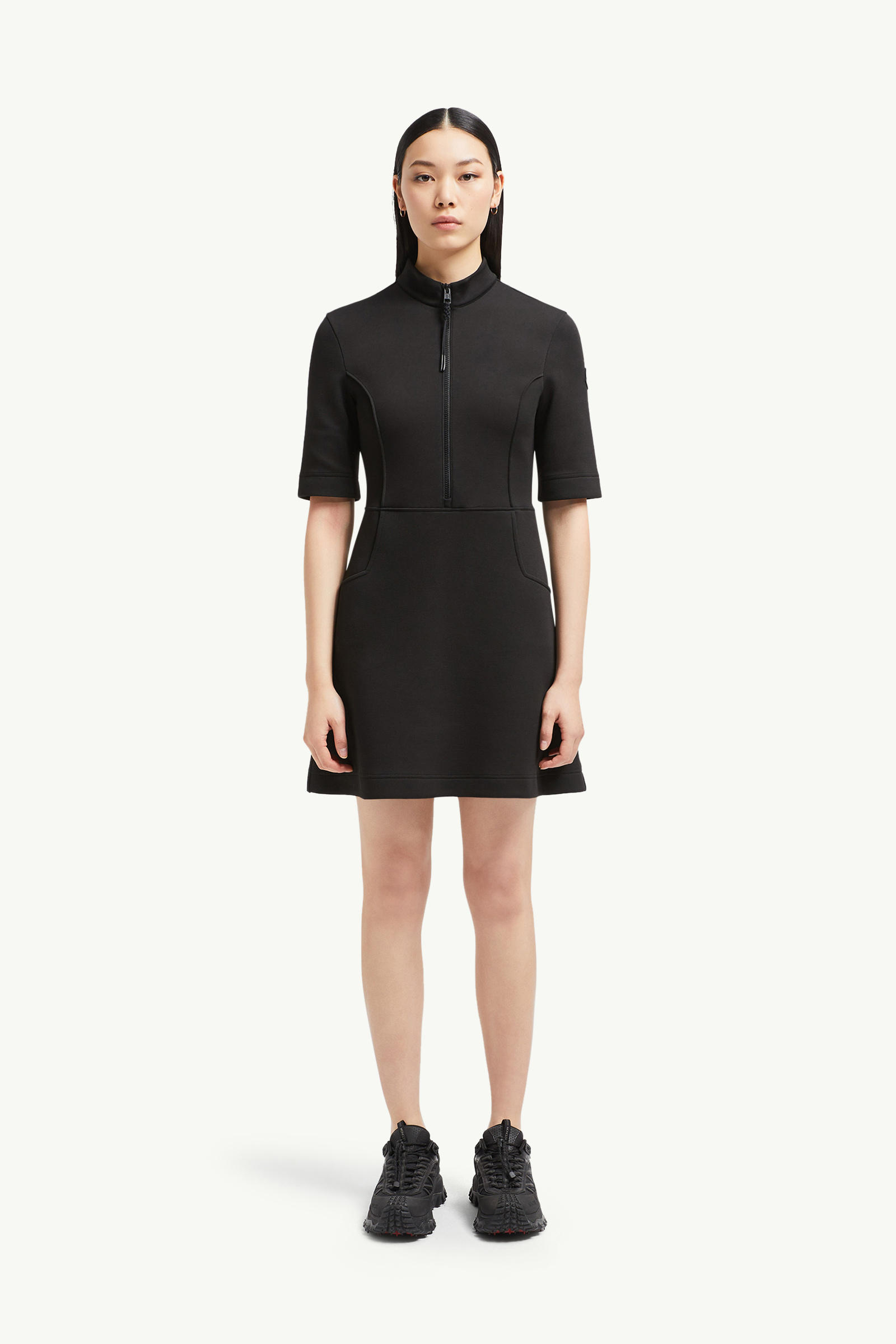 Year of the Snake Patch Neoprene Mini Dress Women Black Moncler 3