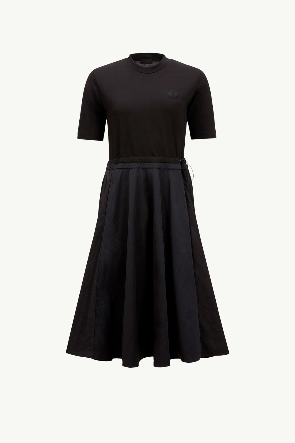 Pleated Cotton Midi Dress Women Black Moncler 2