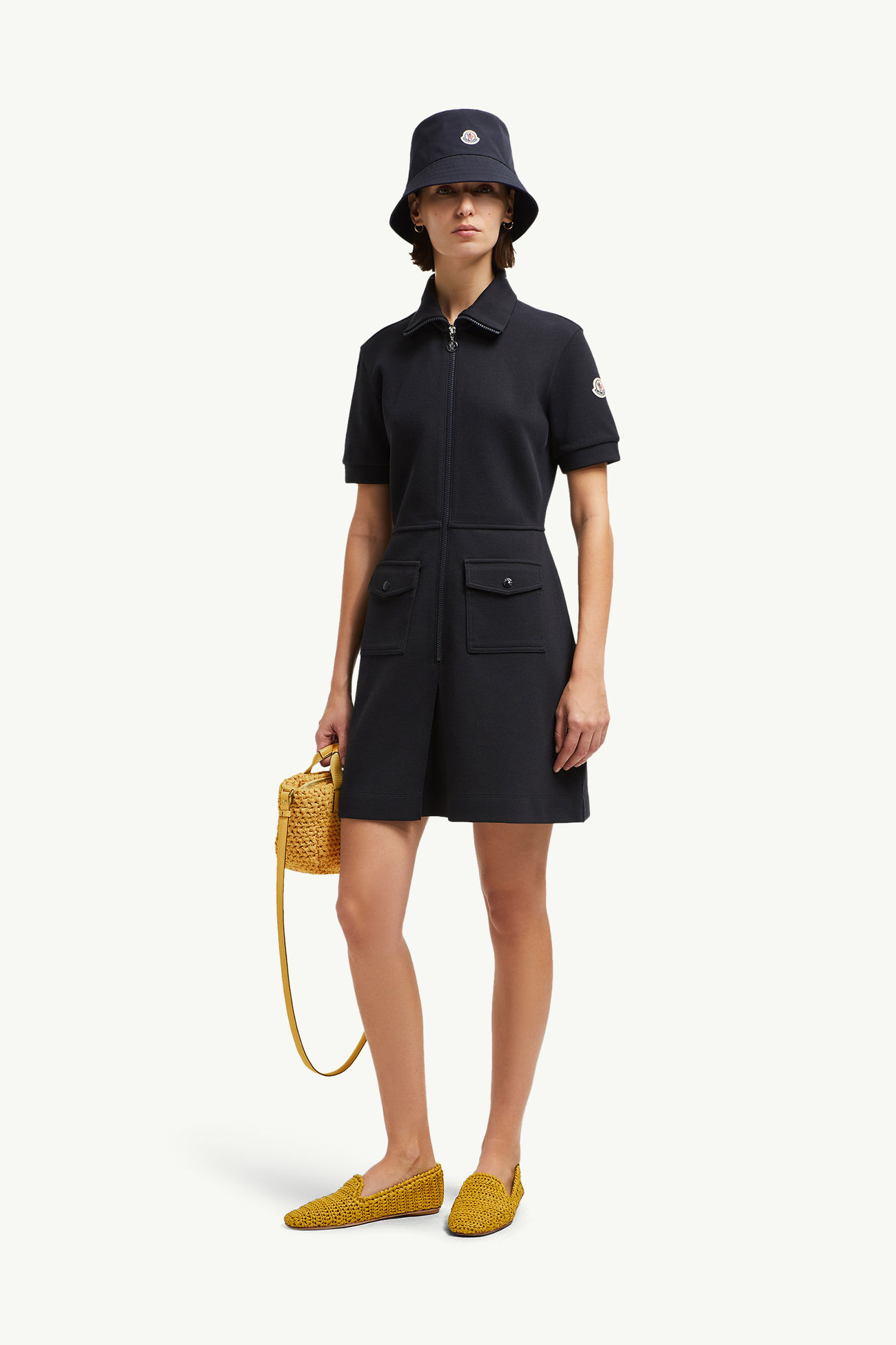 Piquet Half-Zip Polo Dress Women Night Blue Moncler 0