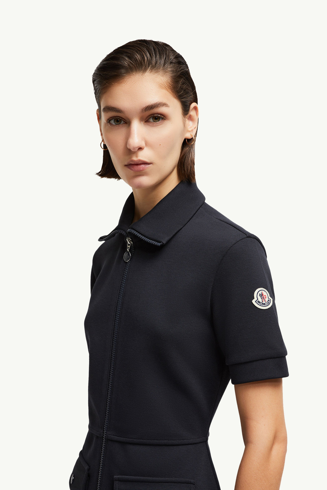 Piquet Half-Zip Polo Dress Women Night Blue Moncler 1