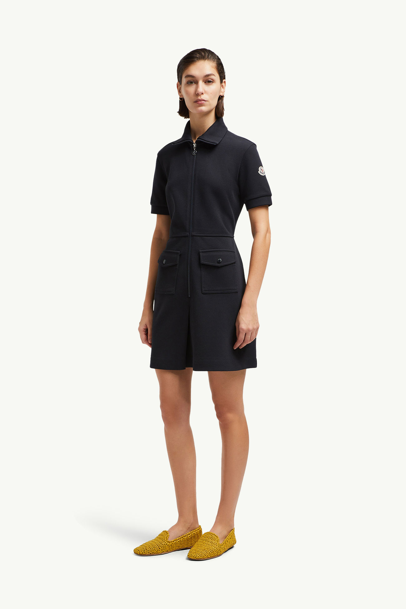 Piquet Half-Zip Polo Dress Women Night Blue Moncler 3