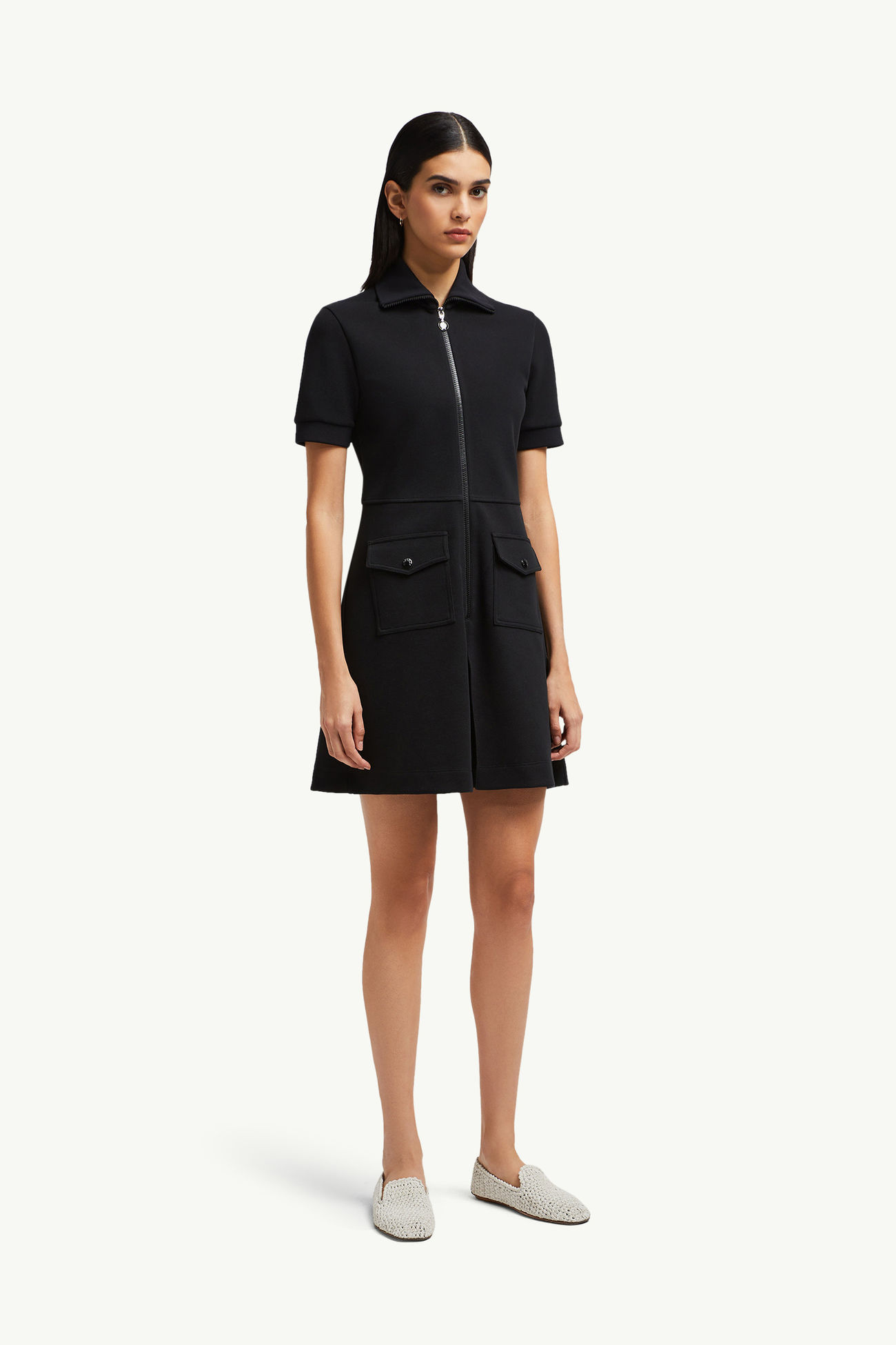 Robe polo semi-zippée en piqué Femmes Noir Moncler 3