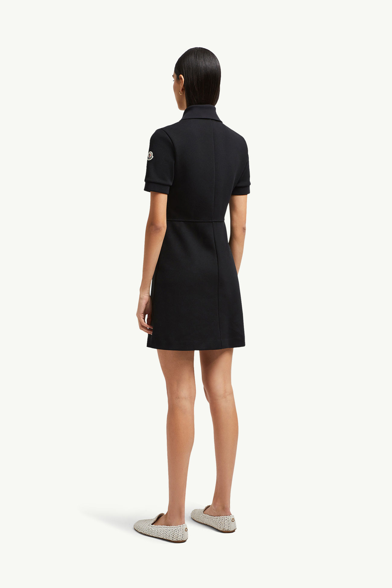 Piquet Polo-Kleid mit halbem Reißverschluss Damen Schwarz Moncler 4