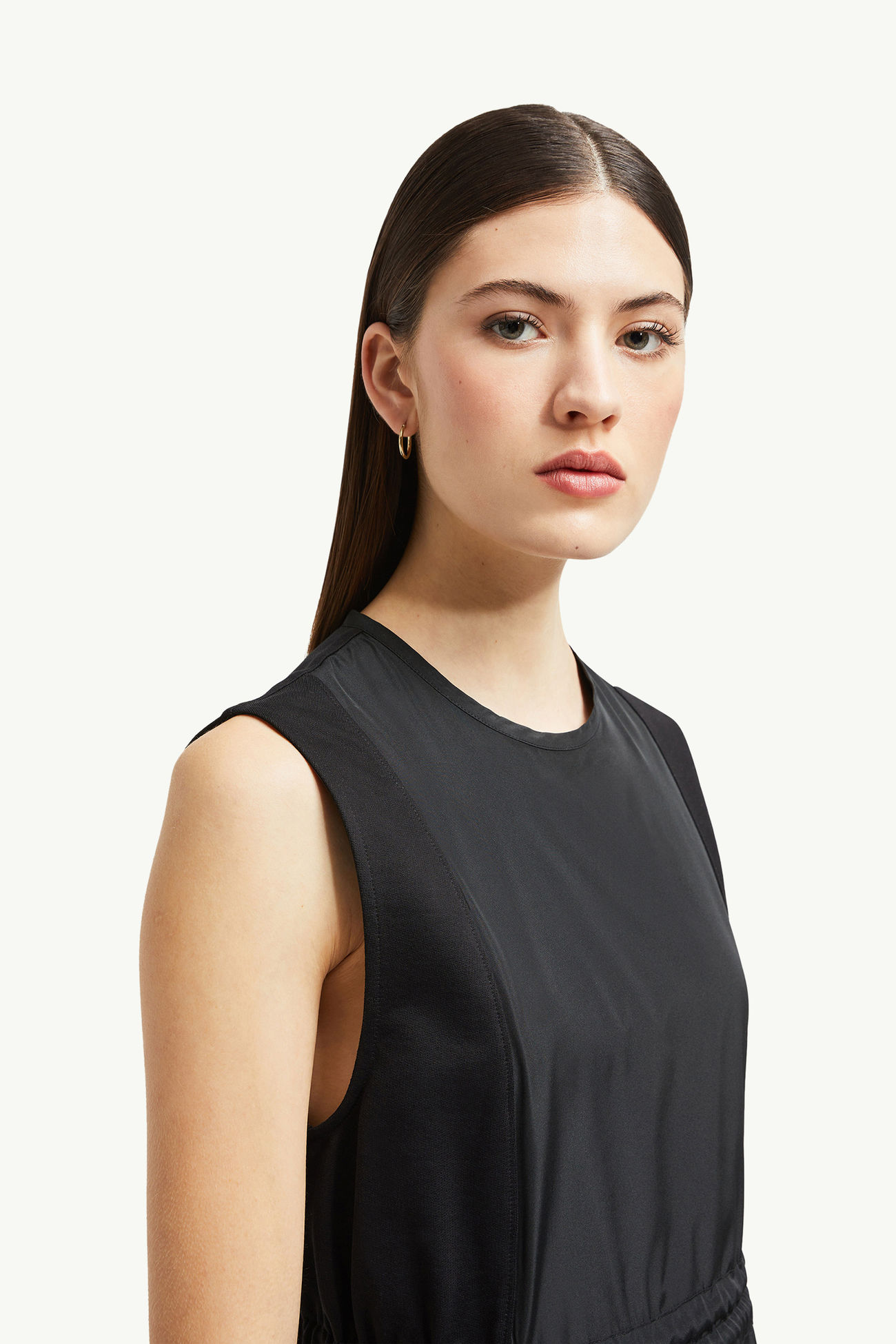 Knielanges Kleid aus Baumwolle Damen Schwarz Moncler 1