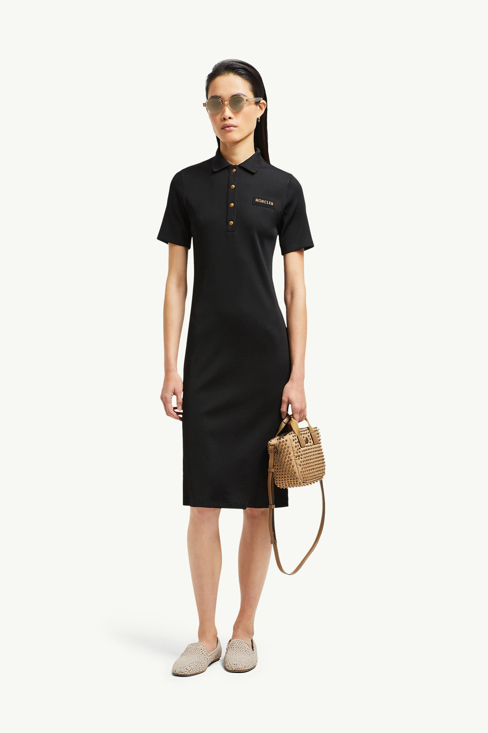 Polo Midi Dress Women Black Moncler 0
