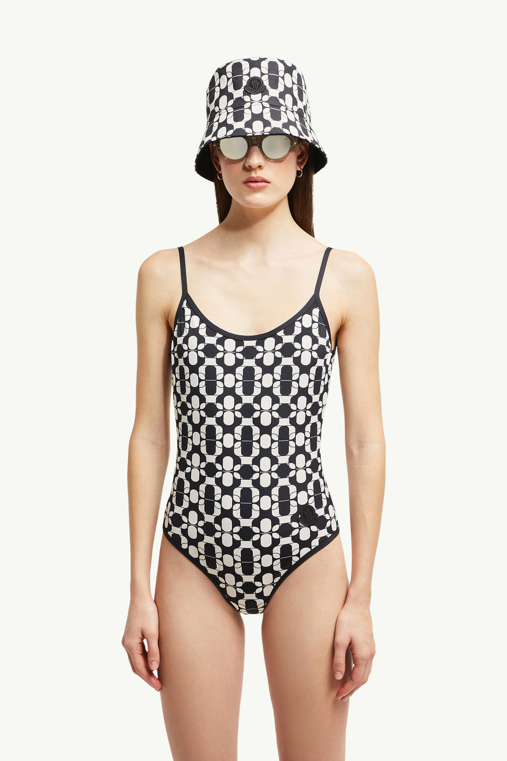 Geometric Print Swimsuit Women Blue & White Moncler 0