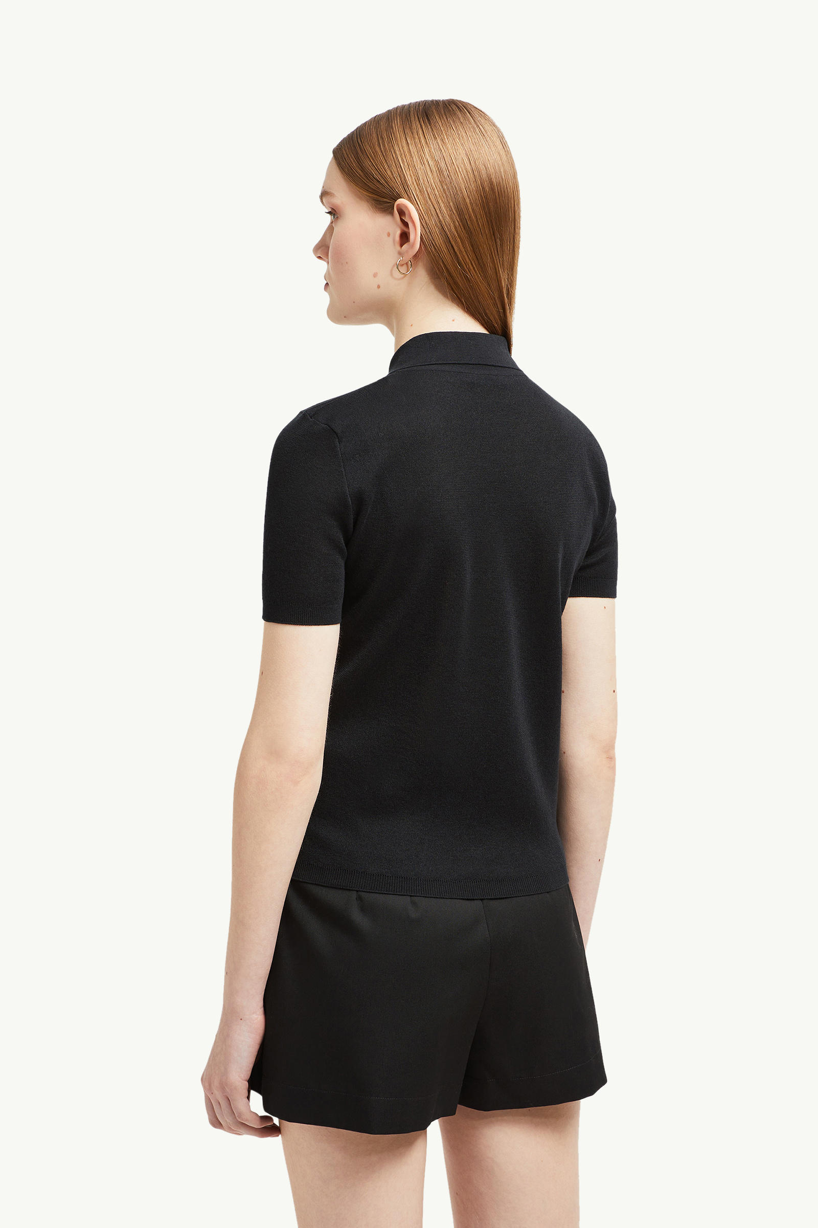 Polo en coton à logo brodé Femmes Noir Moncler 4