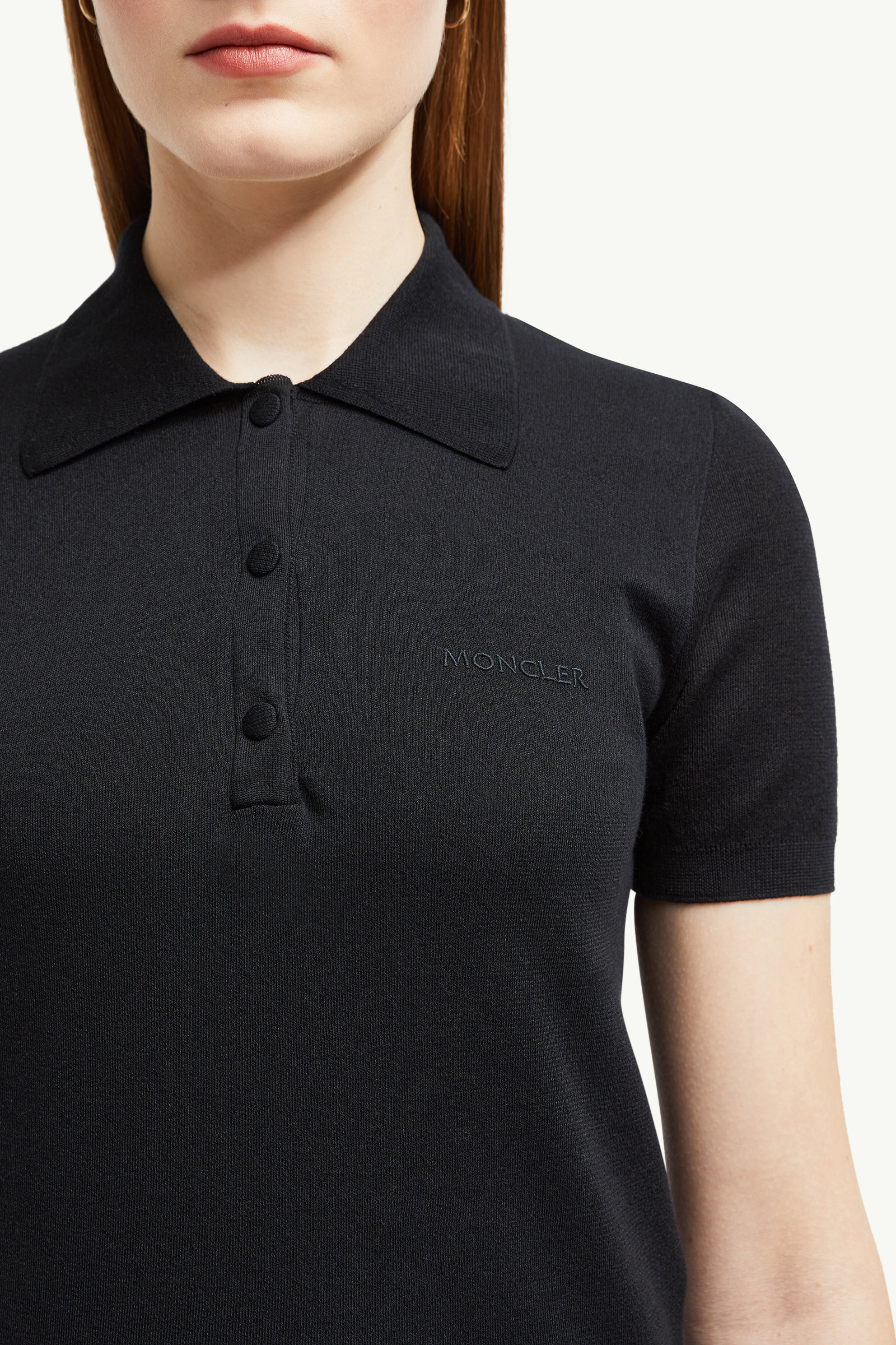 Polo en coton à logo brodé Femmes Noir Moncler 5