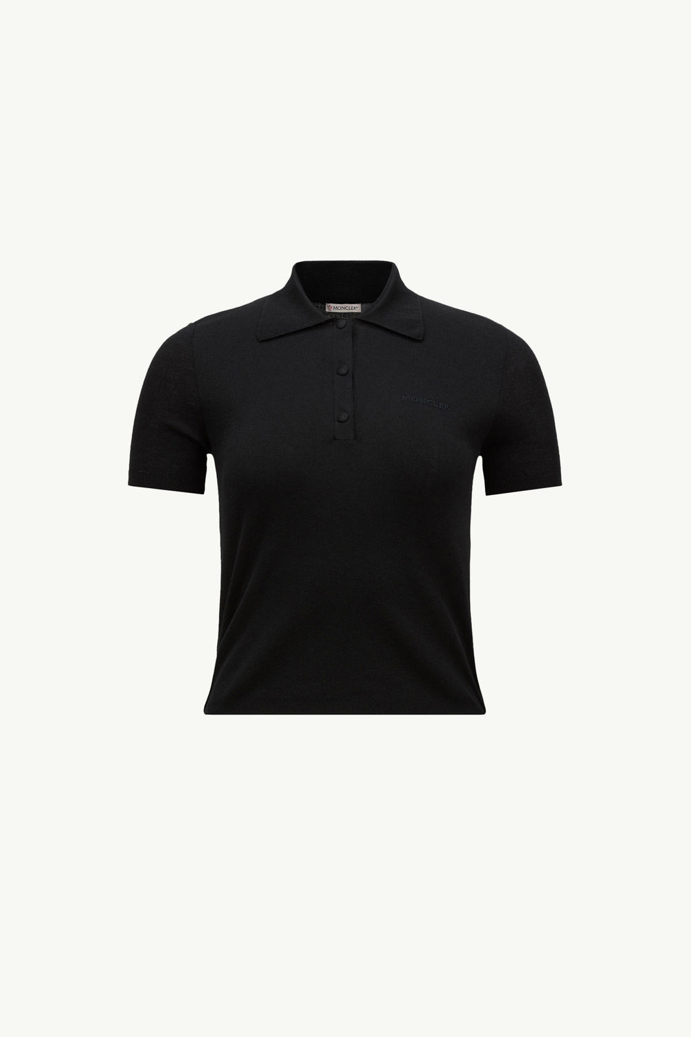 Embroidered Logo Cotton Polo Shirt Women Black Moncler 2