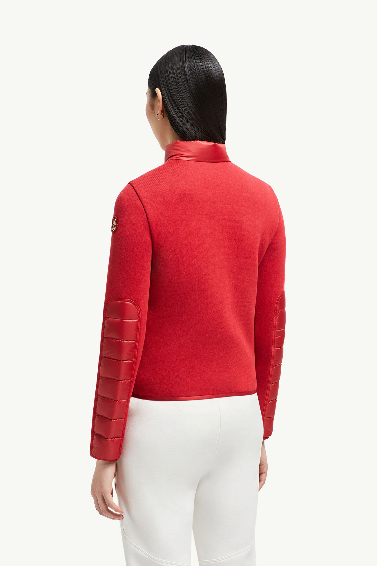 夾層蛇紋絎縫棉質開襟毛衣 女士 紅色 Moncler 4