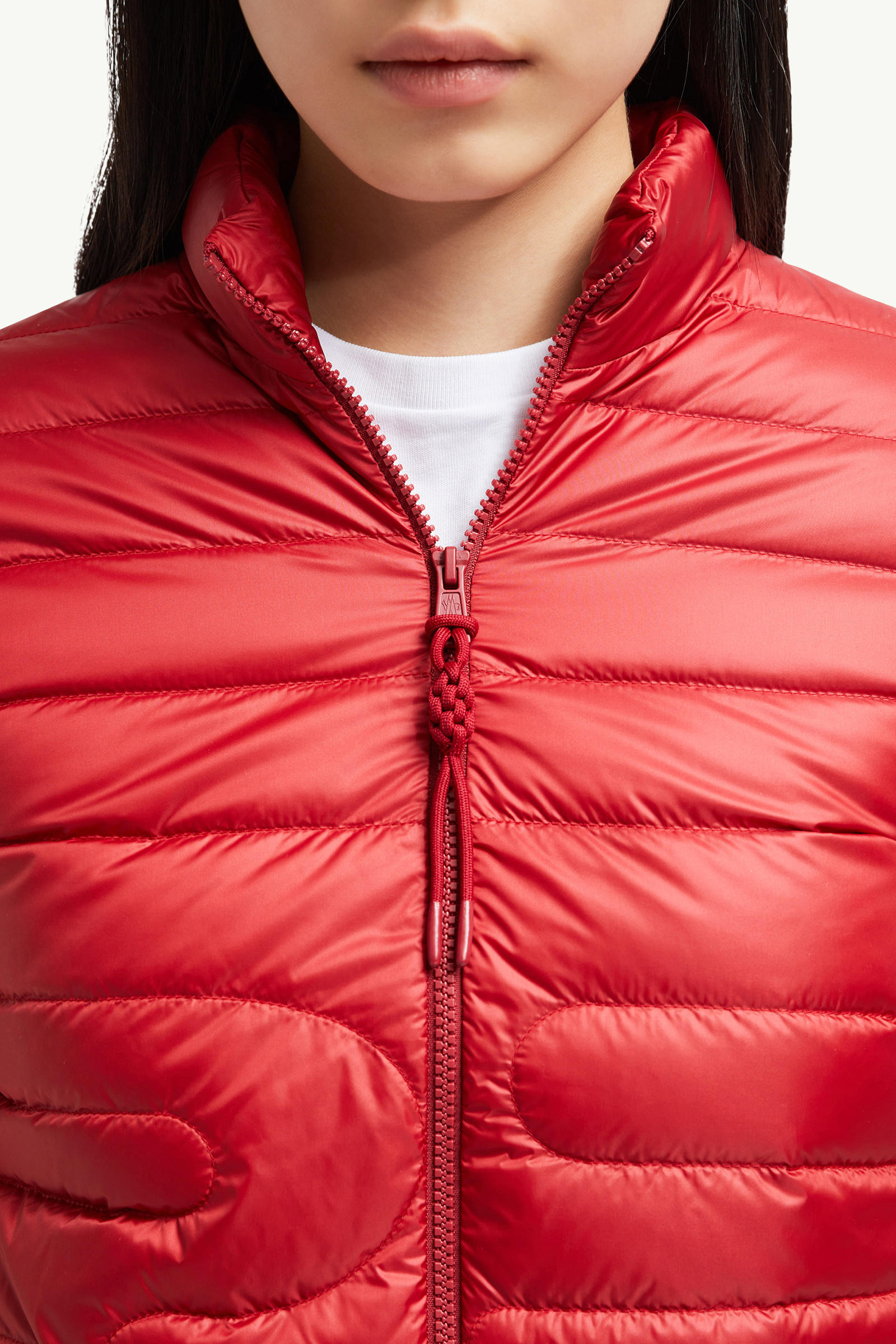 女士加衬蛇形绗缝棉质开衫 女士 红色 Moncler 5