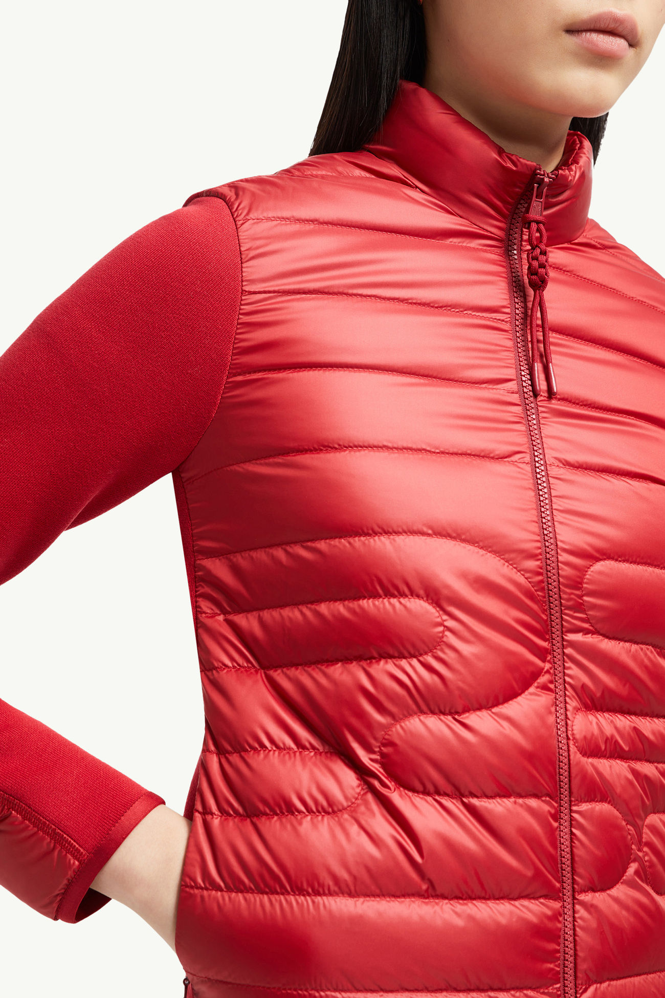Cardigan imbottito in cotone con trapuntatura a serpente Donna Rosso Moncler 6