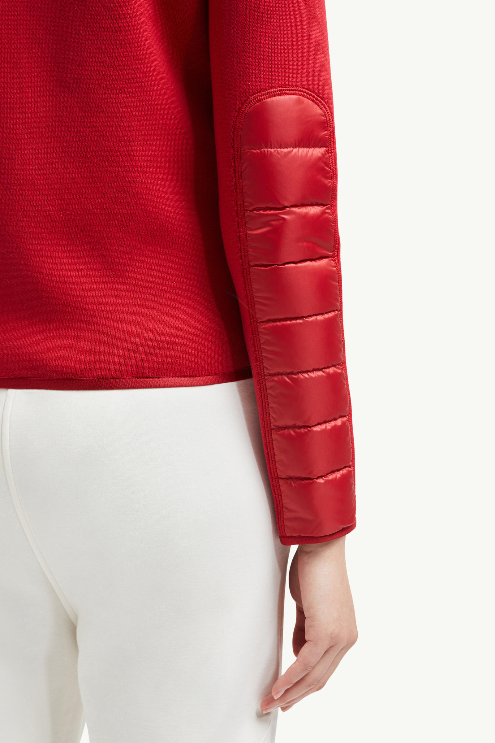夾層蛇紋絎縫棉質開襟毛衣 女士 紅色 Moncler 7