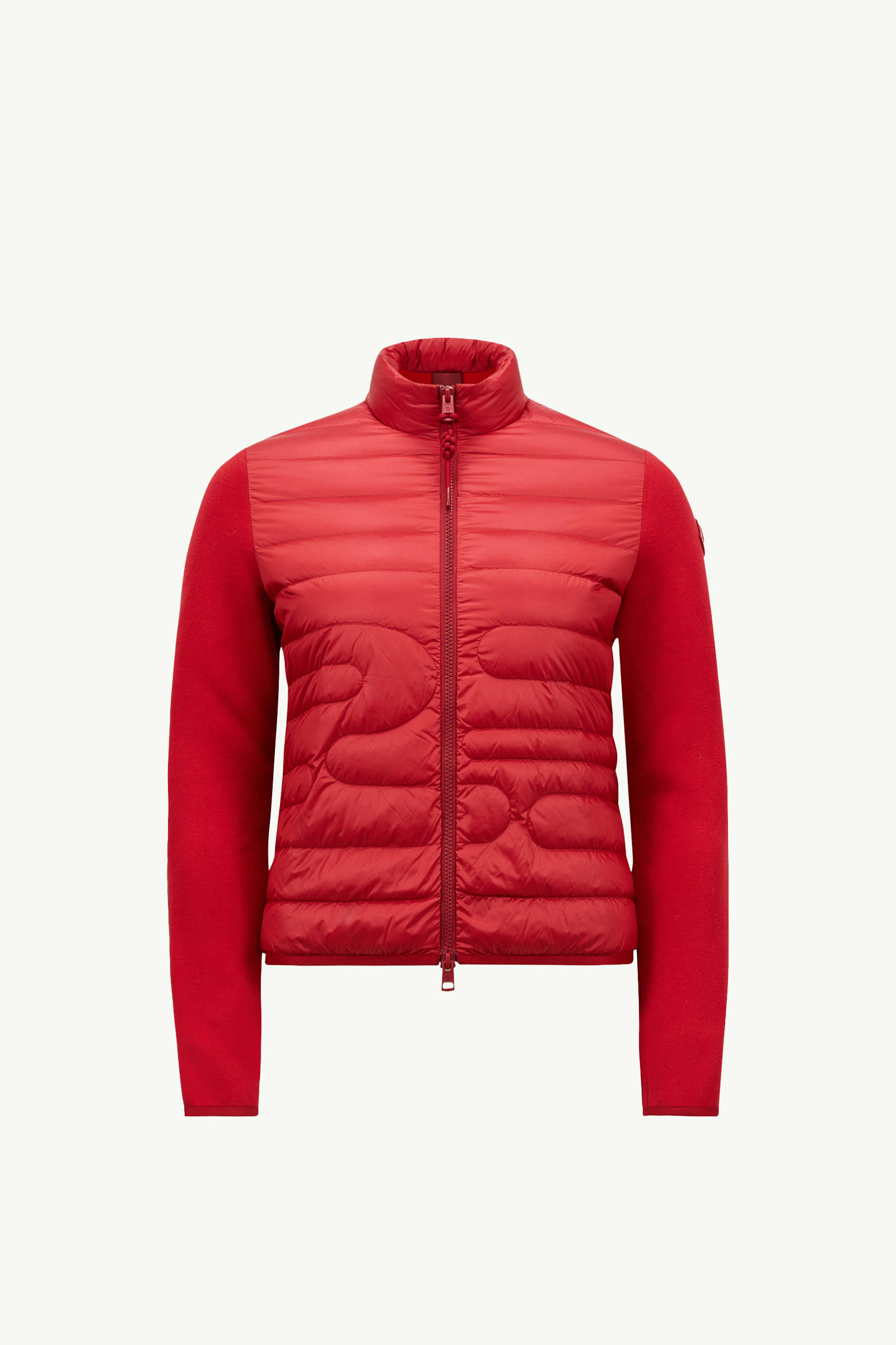 夾層蛇紋絎縫棉質開襟毛衣 女士 紅色 Moncler 2