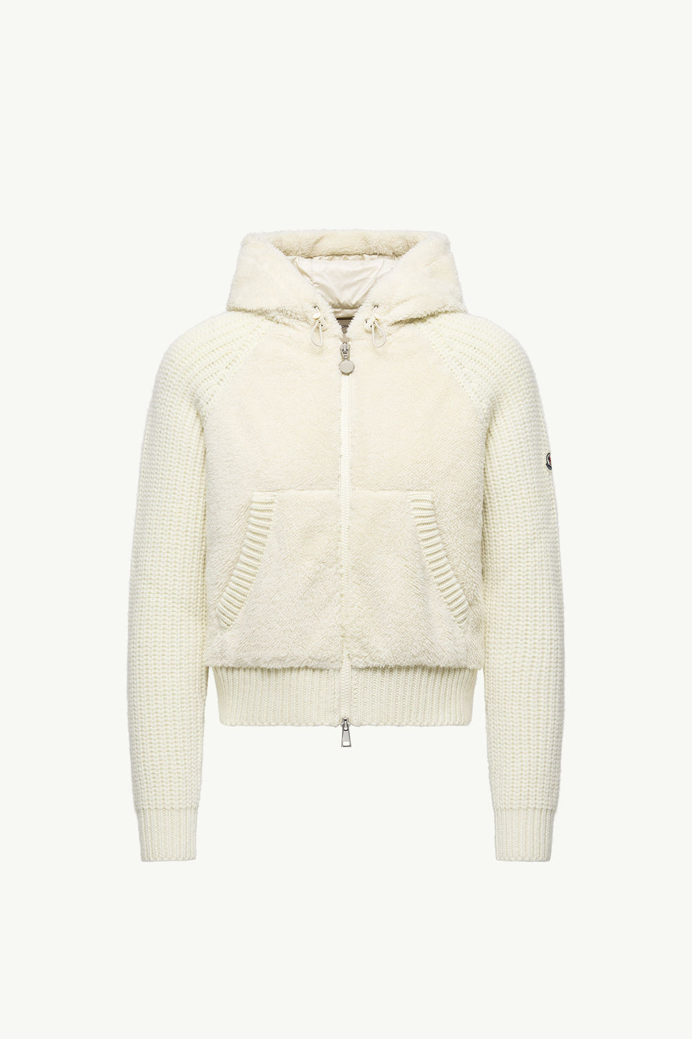 Padded Wool & Teddy Zip-up Hoodie Women White Moncler 2