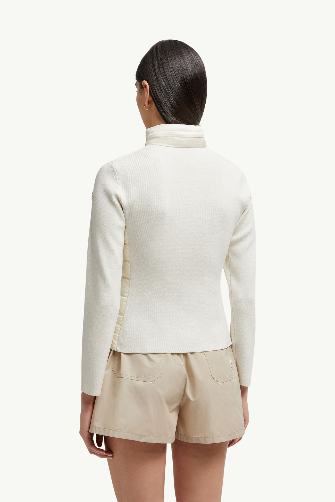 Cardigan zippé matelassé en laine Femmes Blanc Moncler 4