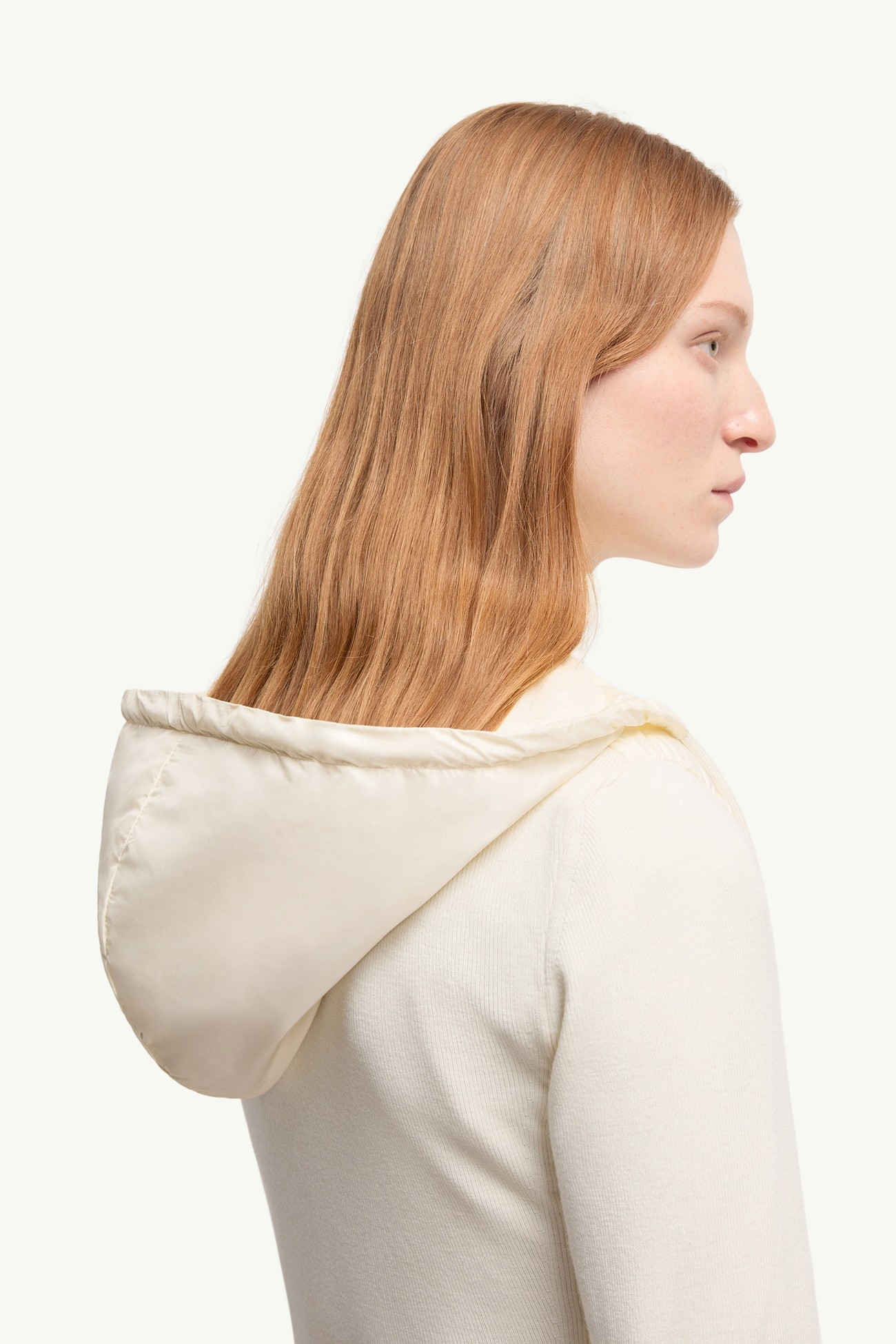 Cardigan zippé matelassé en laine Femmes Blanc Moncler 5