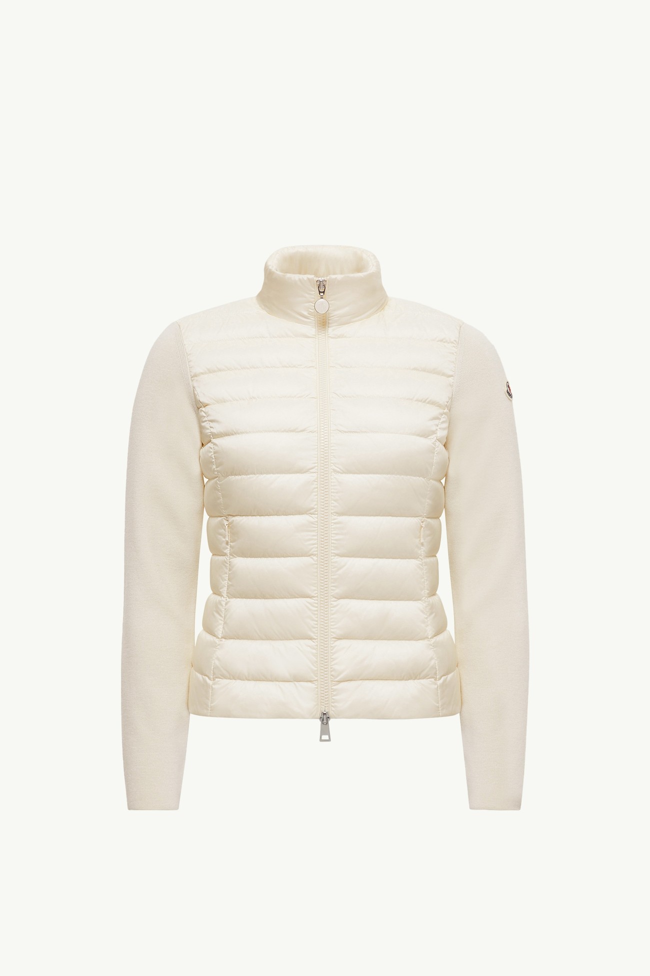 Wattierte Strickjacke aus Wolle mit Reißverschluss Damen Weiß Moncler 2