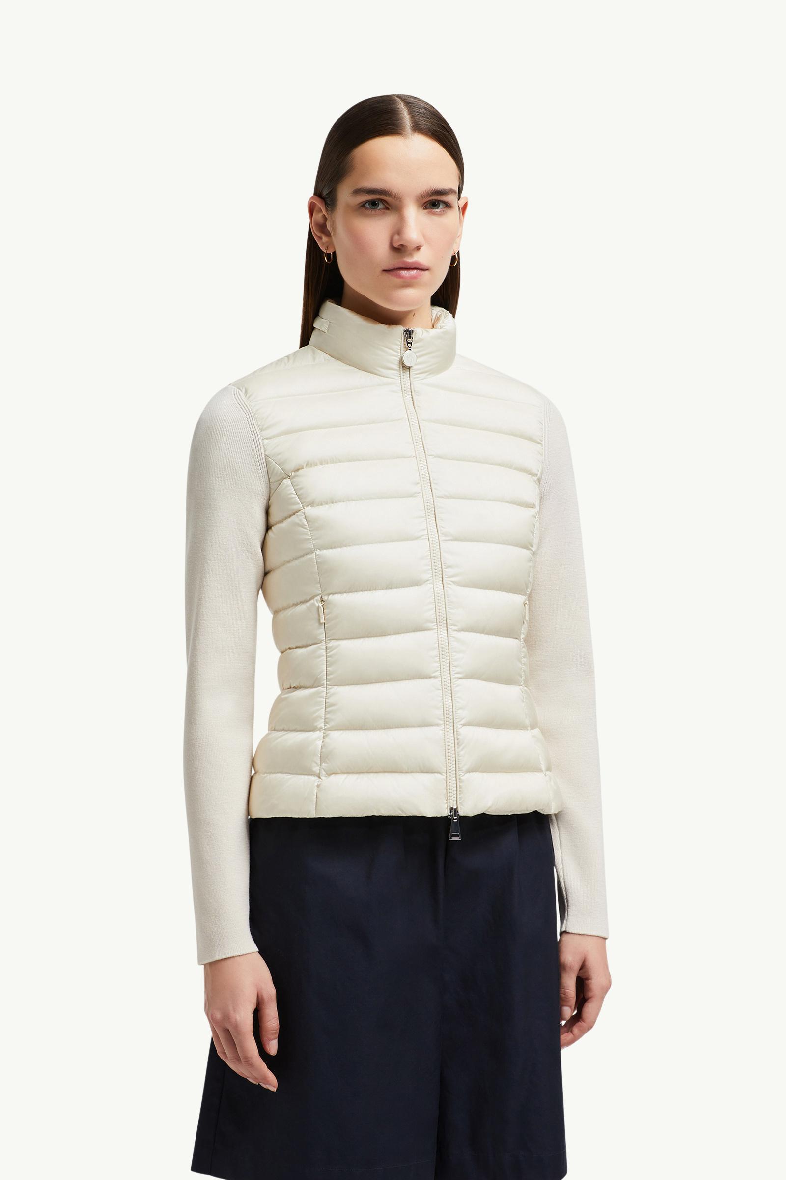 White Ivory Padded Wool Zip-Up Cardigan - Sweaters