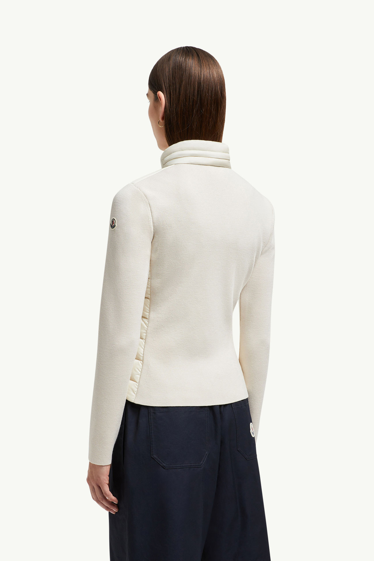 Cardigan zippé matelassé en laine Femmes Blanc Ivoire Moncler 4