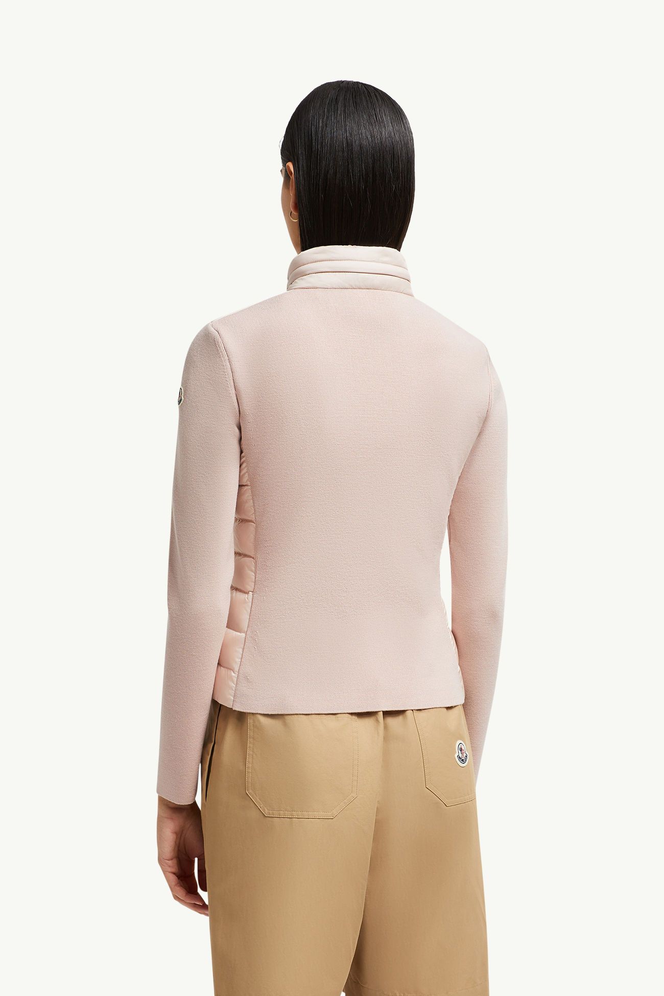 Wattierte Strickjacke aus Wolle mit Reißverschluss Damen Pink Moncler 4