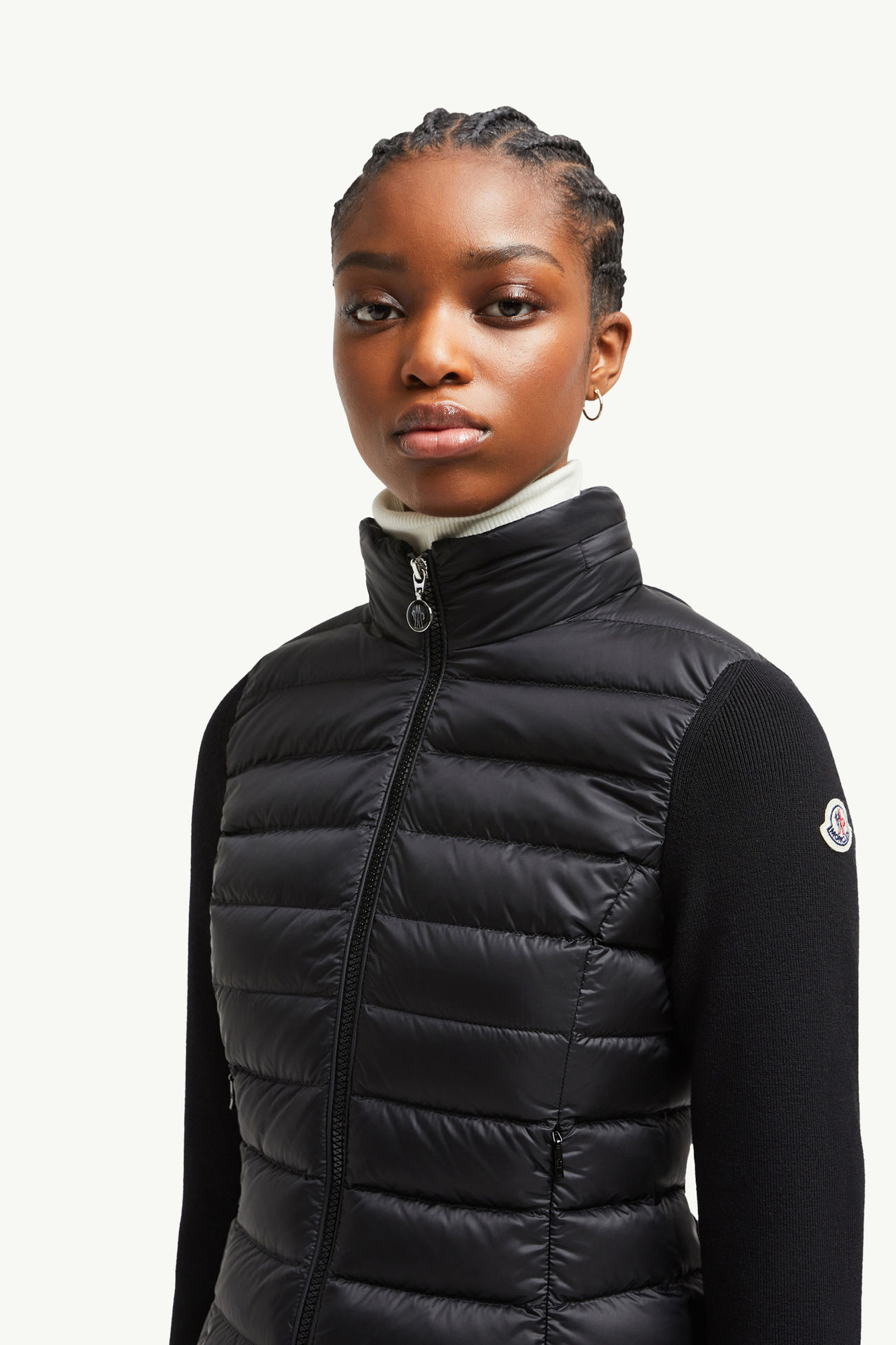 Cardigan imbottito in lana con zip Donna Nero Moncler 1