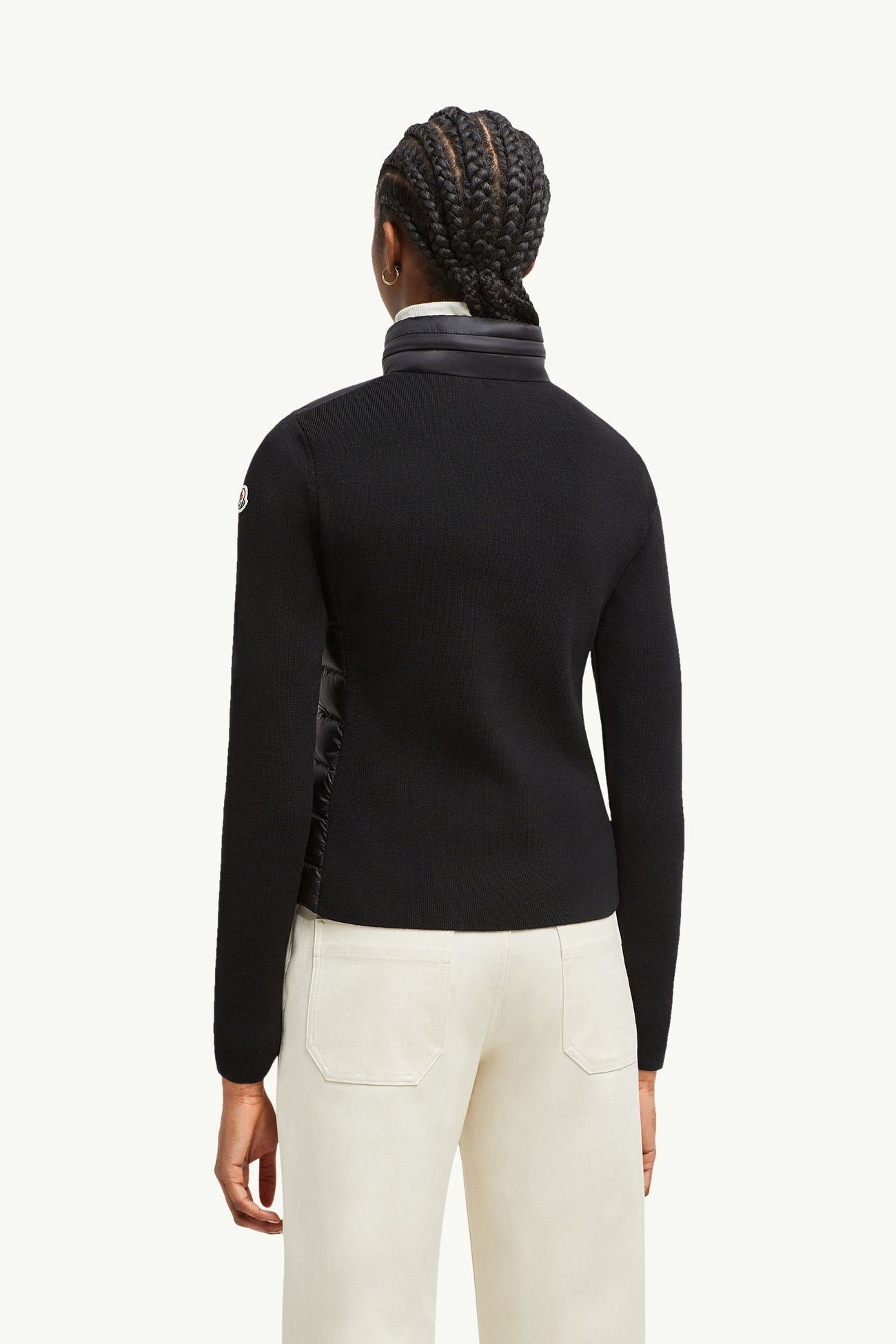 Wattierte Strickjacke aus Wolle mit Reißverschluss Damen Schwarz Moncler 4