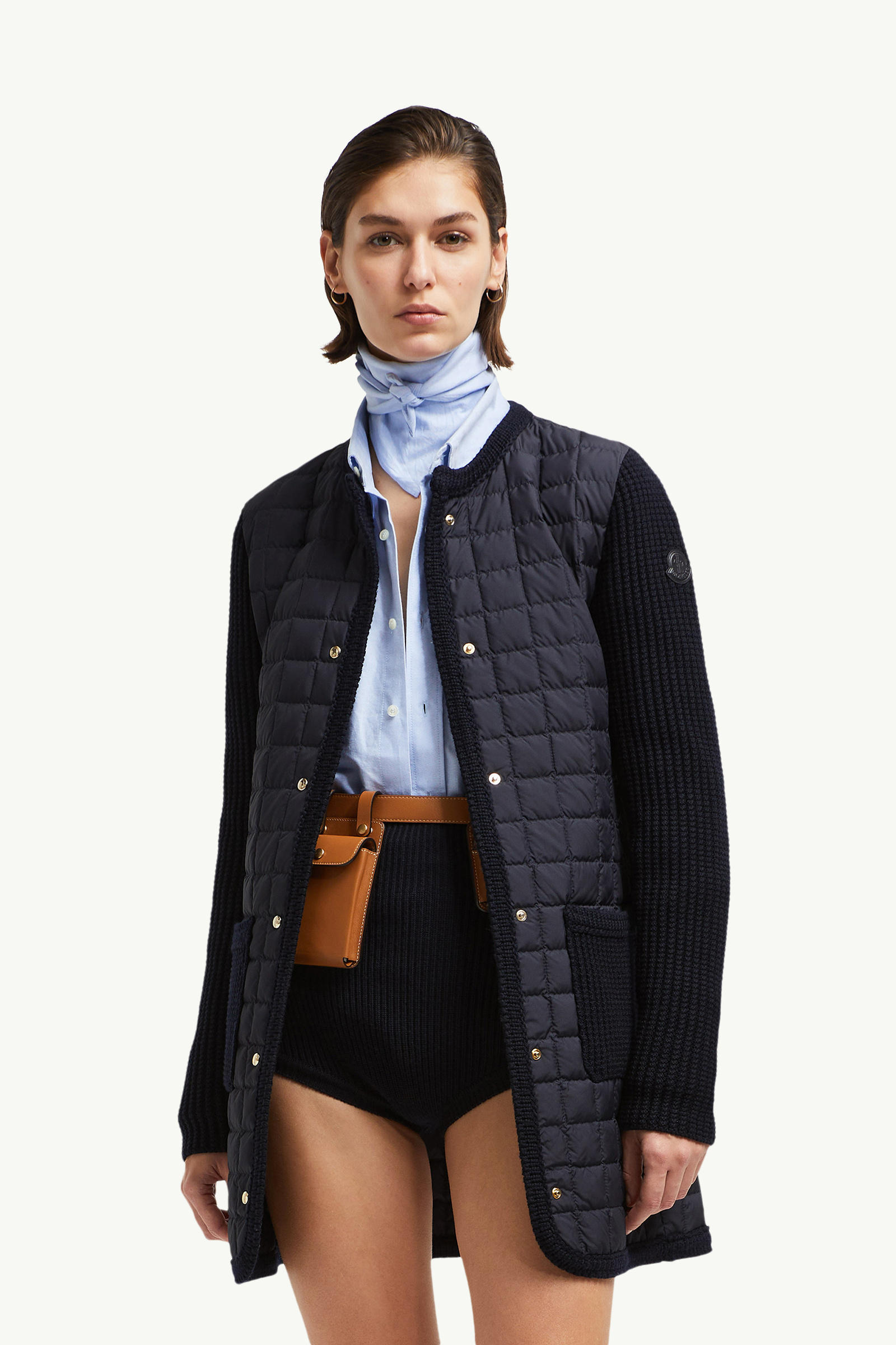 Cardigan long en laine Femmes Bleu marine Moncler 0