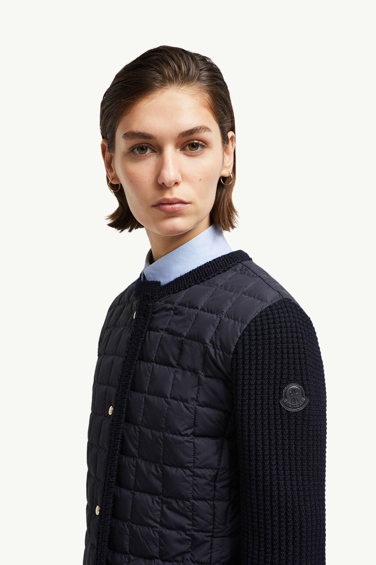 Cardigan lungo in lana Donna Blu Navy Moncler 1
