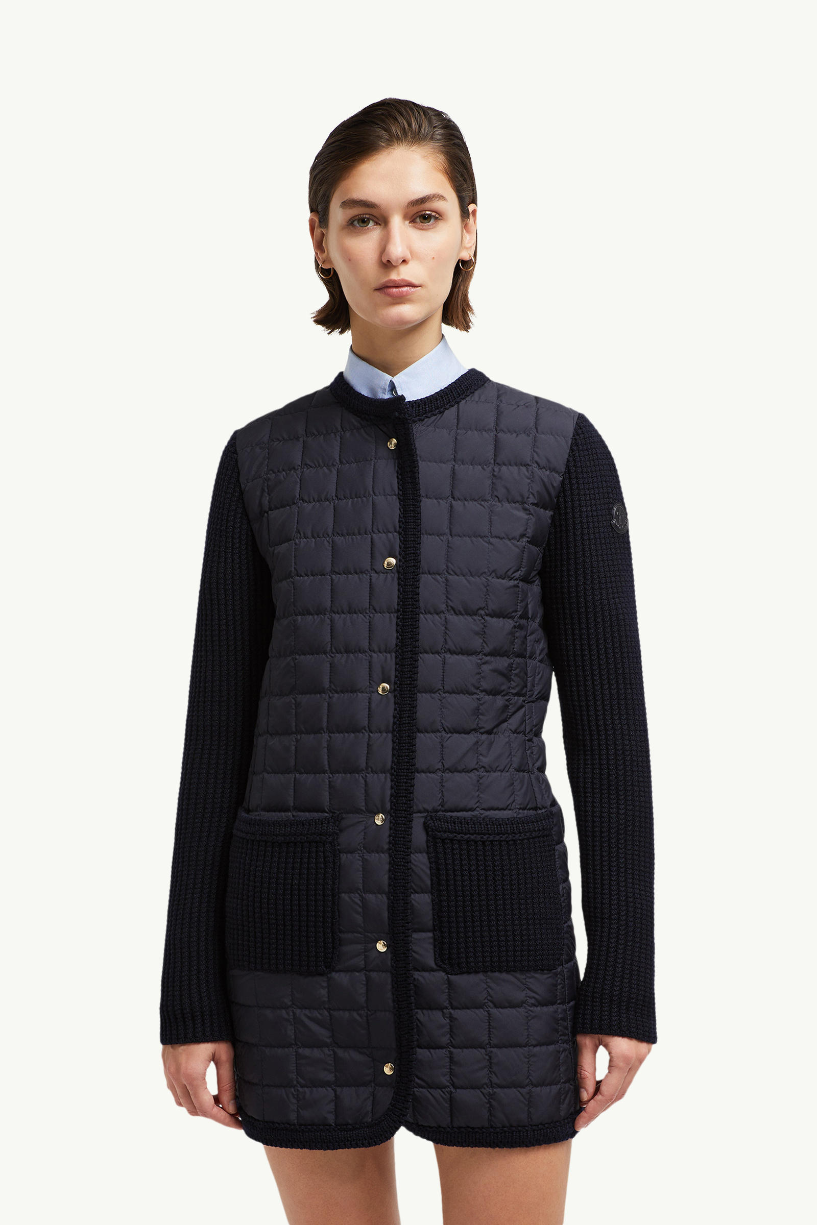 Cardigan long en laine Femmes Bleu marine Moncler 3