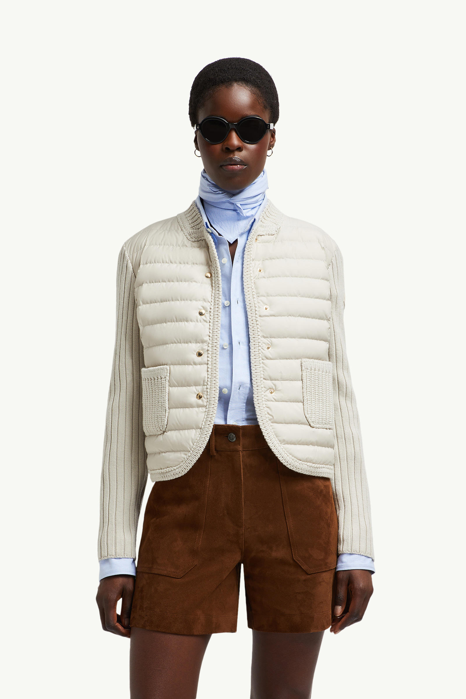 Cardigan imbottito in lana Donna Beige Chiaro Moncler 0