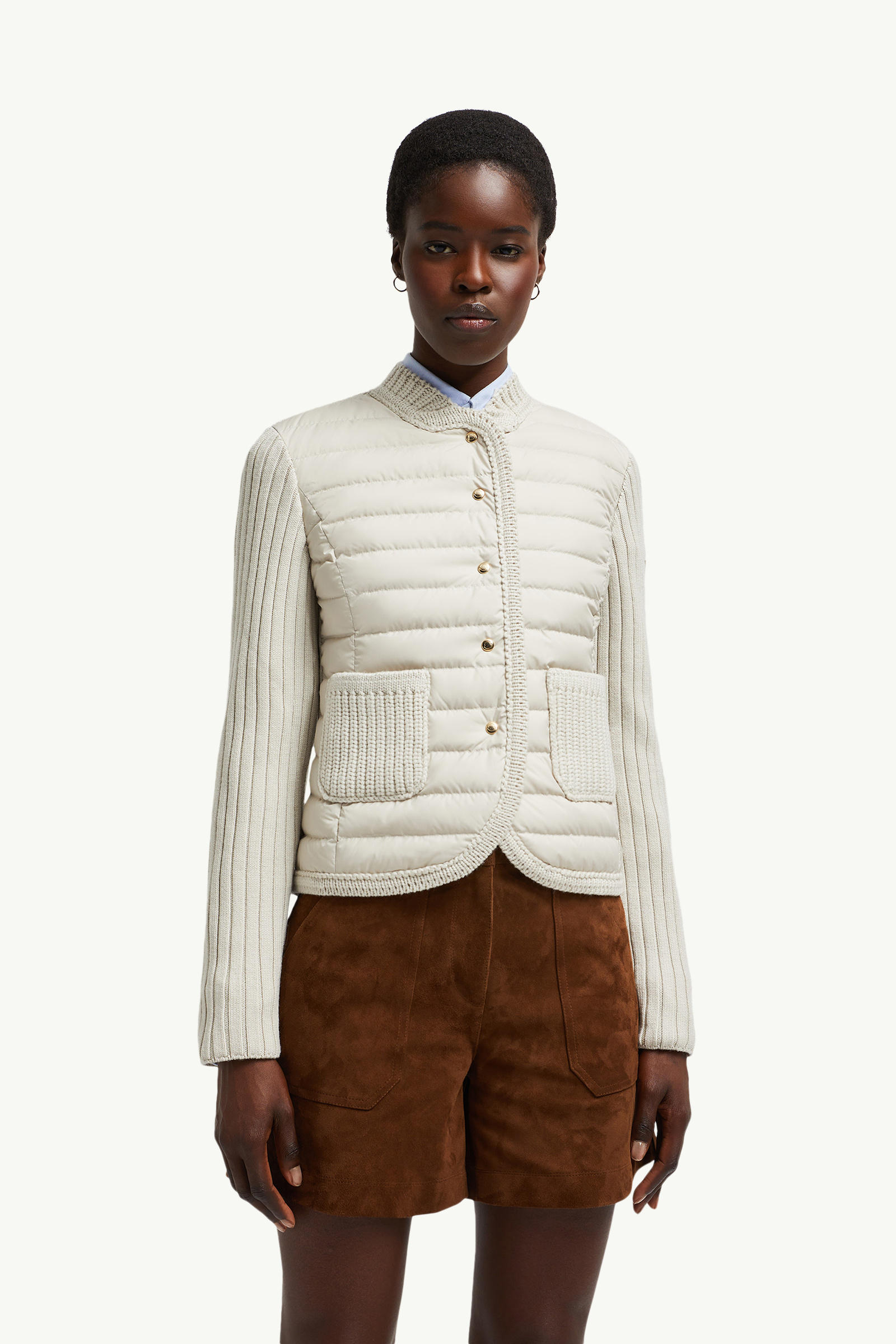 Cardigan imbottito in lana Donna Beige Chiaro Moncler 3