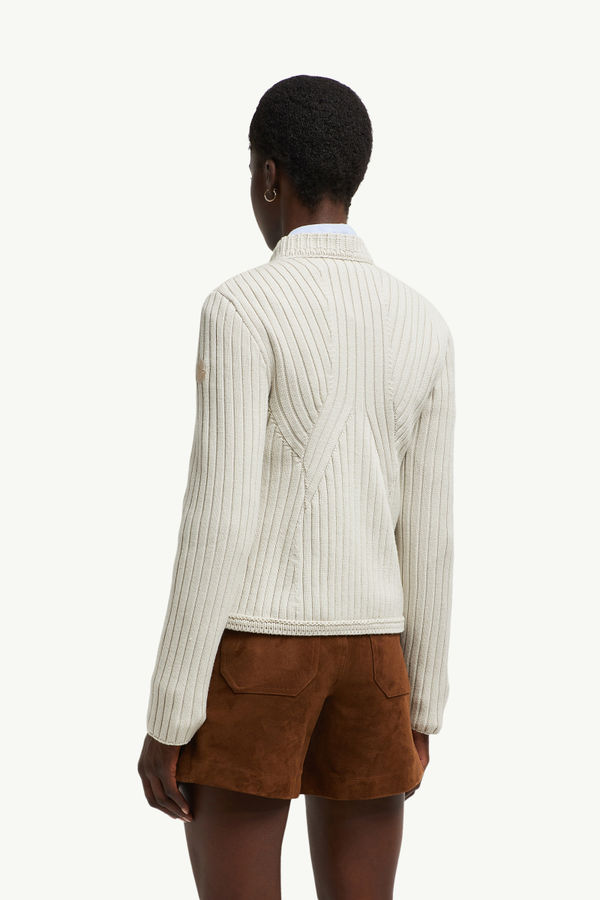 Cardigan matelassé en laine Femmes Beige Clair Moncler 4