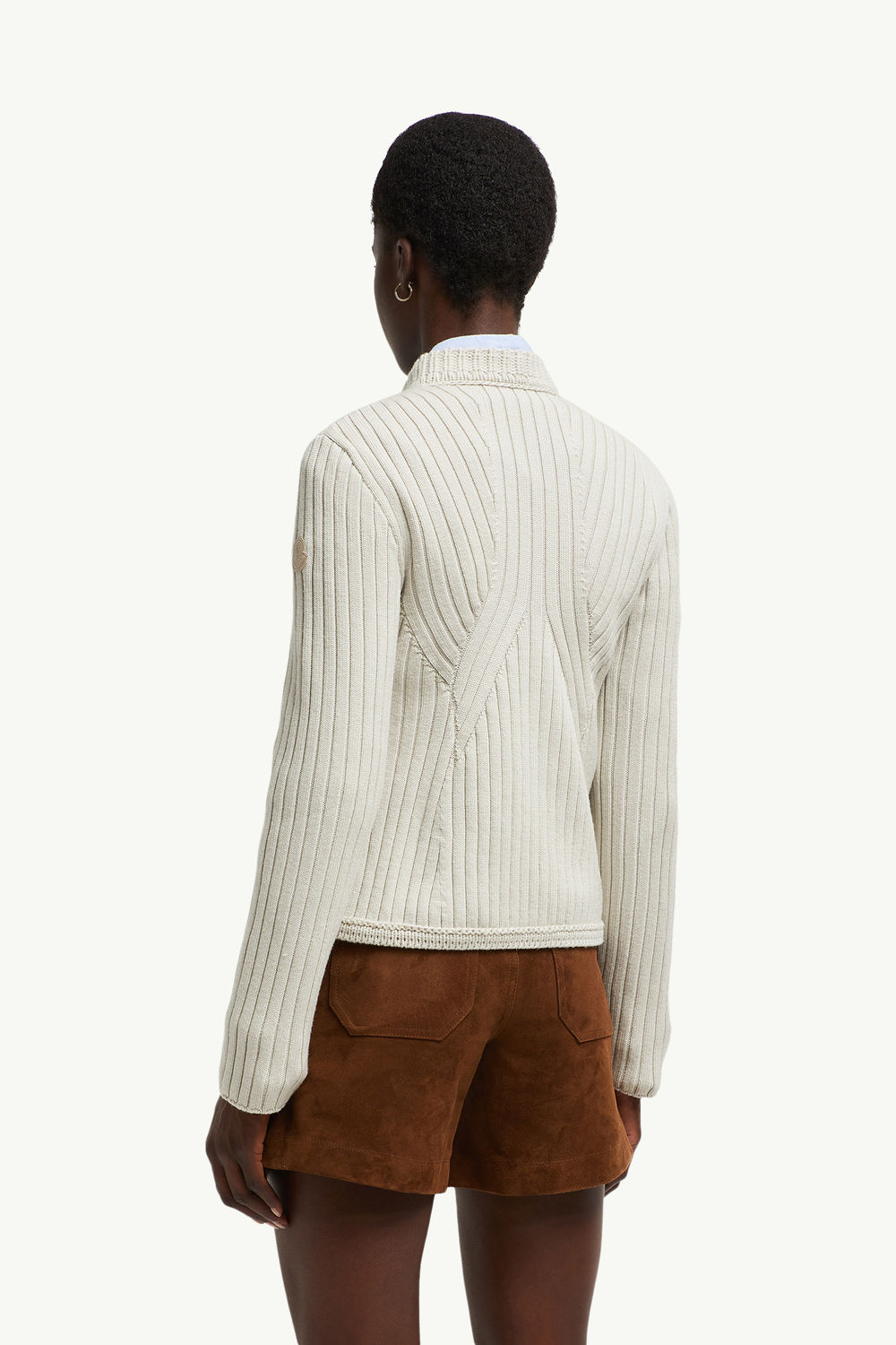 Gepolsterte Strickjacke aus Wolle Damen Hellbeige Moncler 4