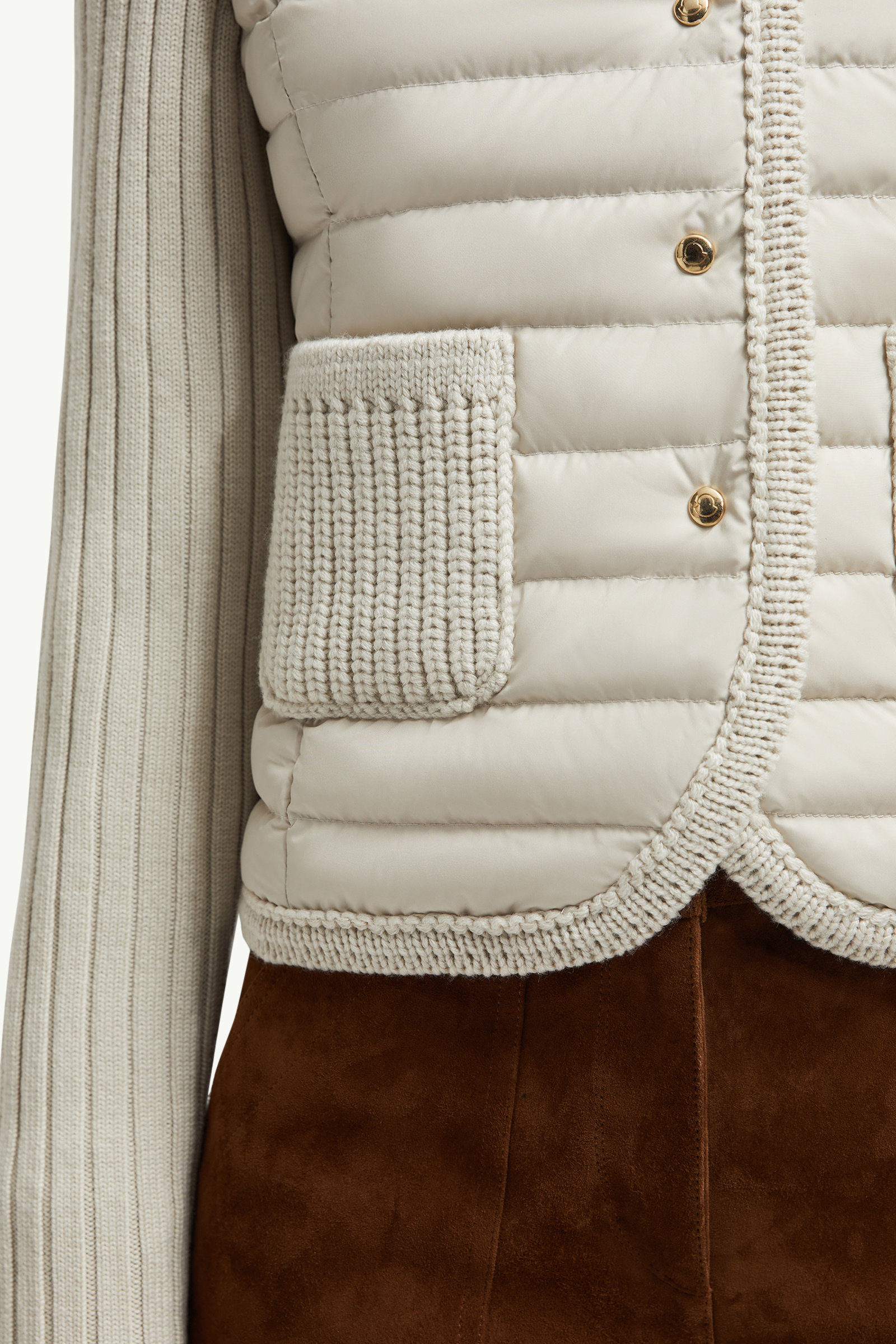 Cardigan imbottito in lana Donna Beige Chiaro Moncler 5