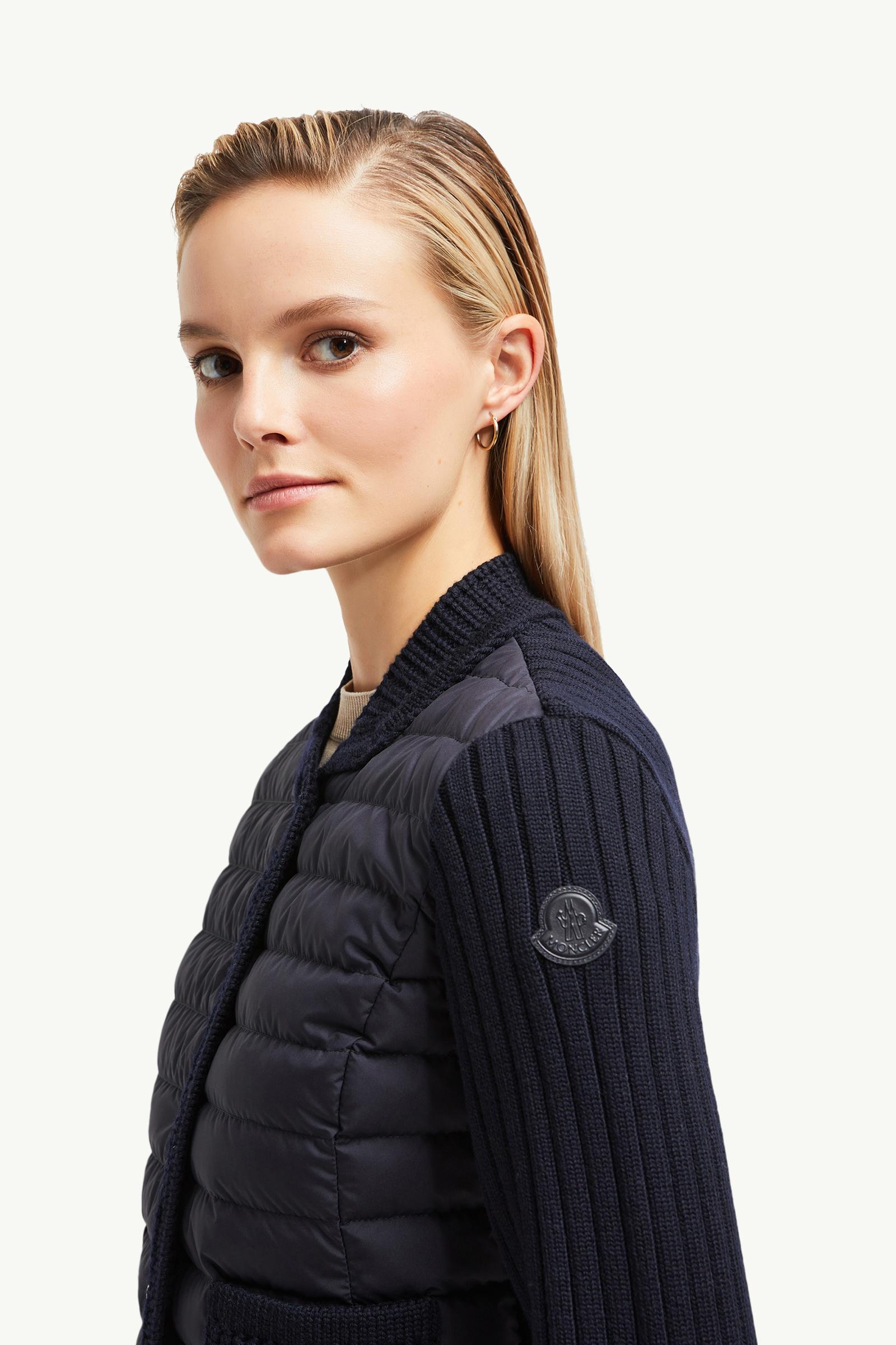Navy Blue Padded Wool Cardigan - Sweaters & Cardigans for Women