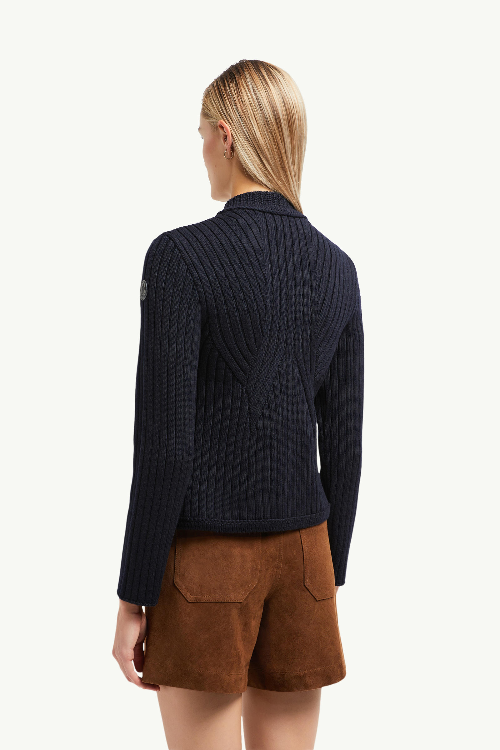 Padded Wool Cardigan Women Navy Blue Moncler 4