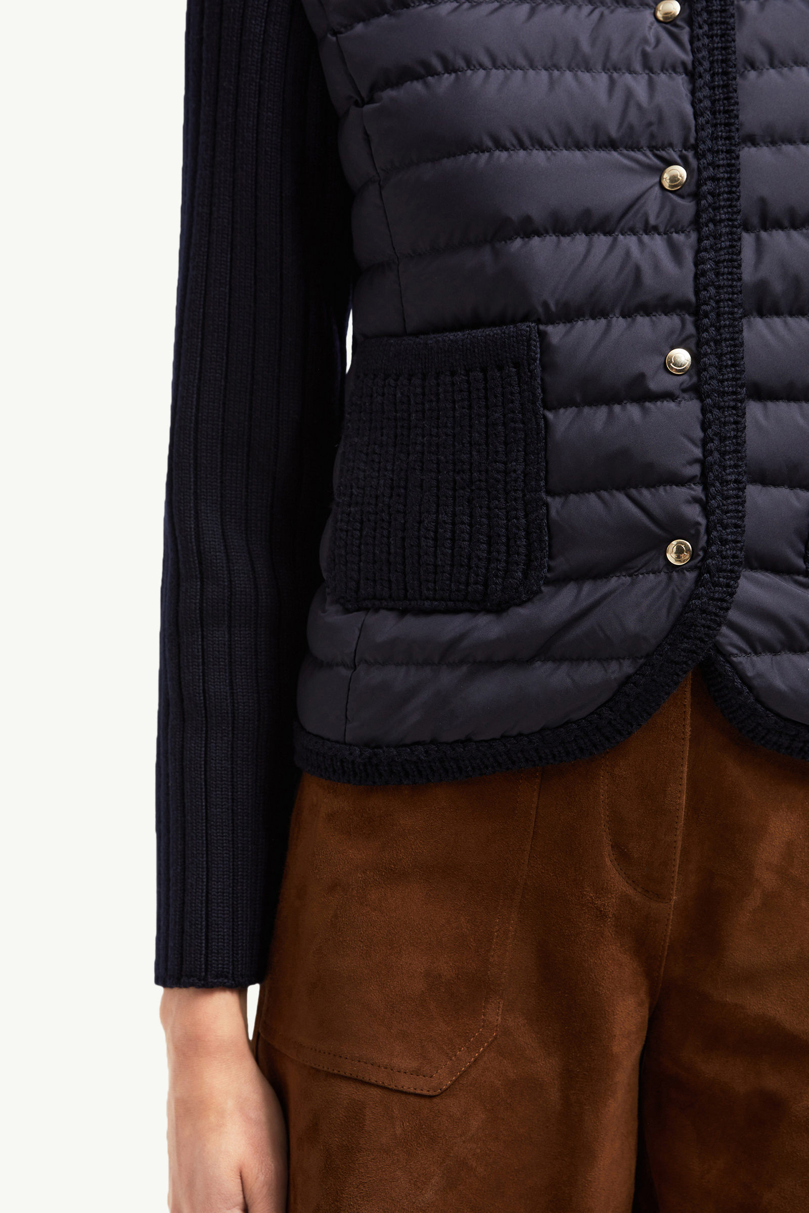 Padded Wool Cardigan Women Navy Blue Moncler 5