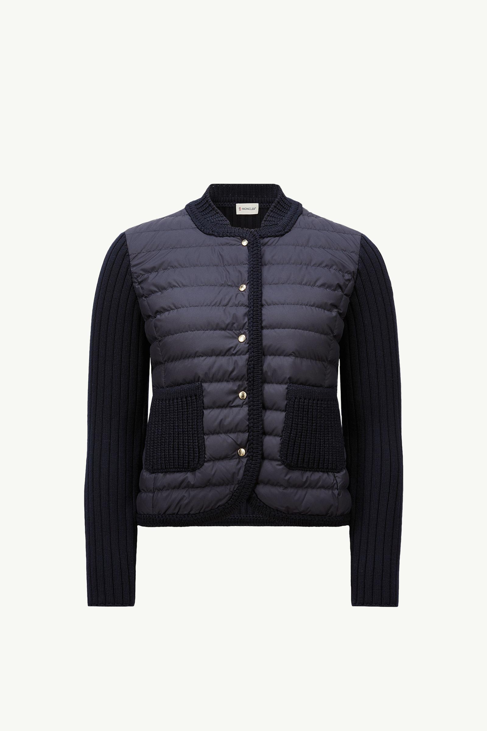 Navy Blue Padded Wool Cardigan - Sweaters & Cardigans for Women