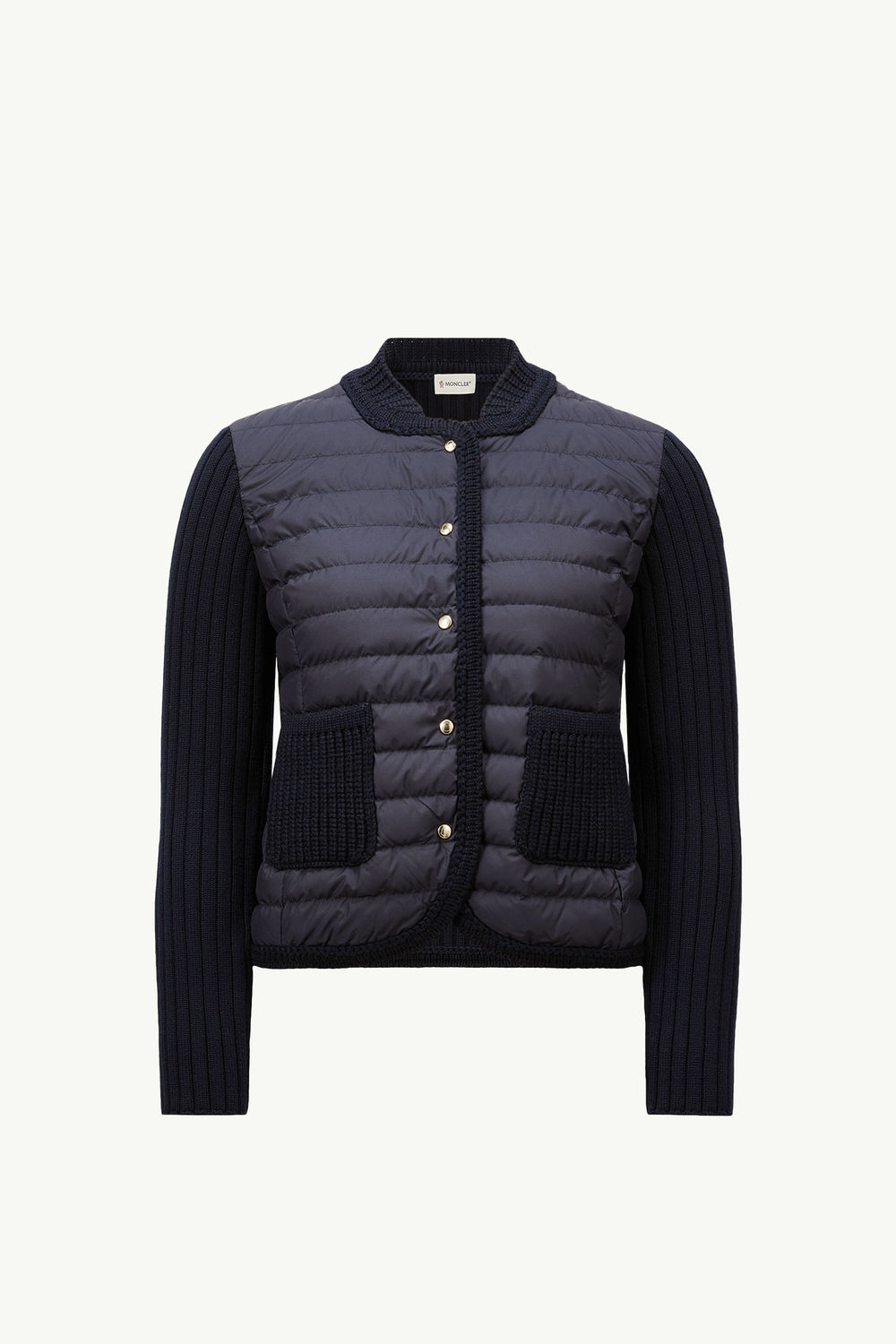 Padded Wool Cardigan Women Navy Blue Moncler 2