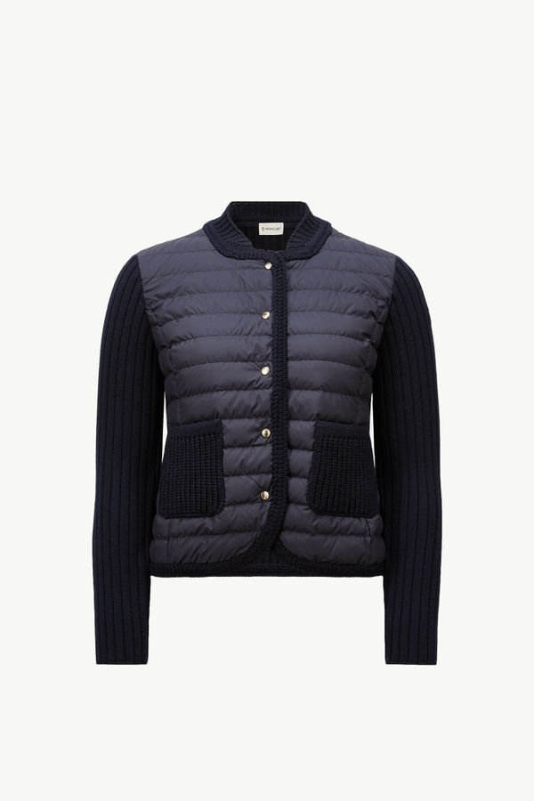 Padded Wool Cardigan Women Navy Blue Moncler 2