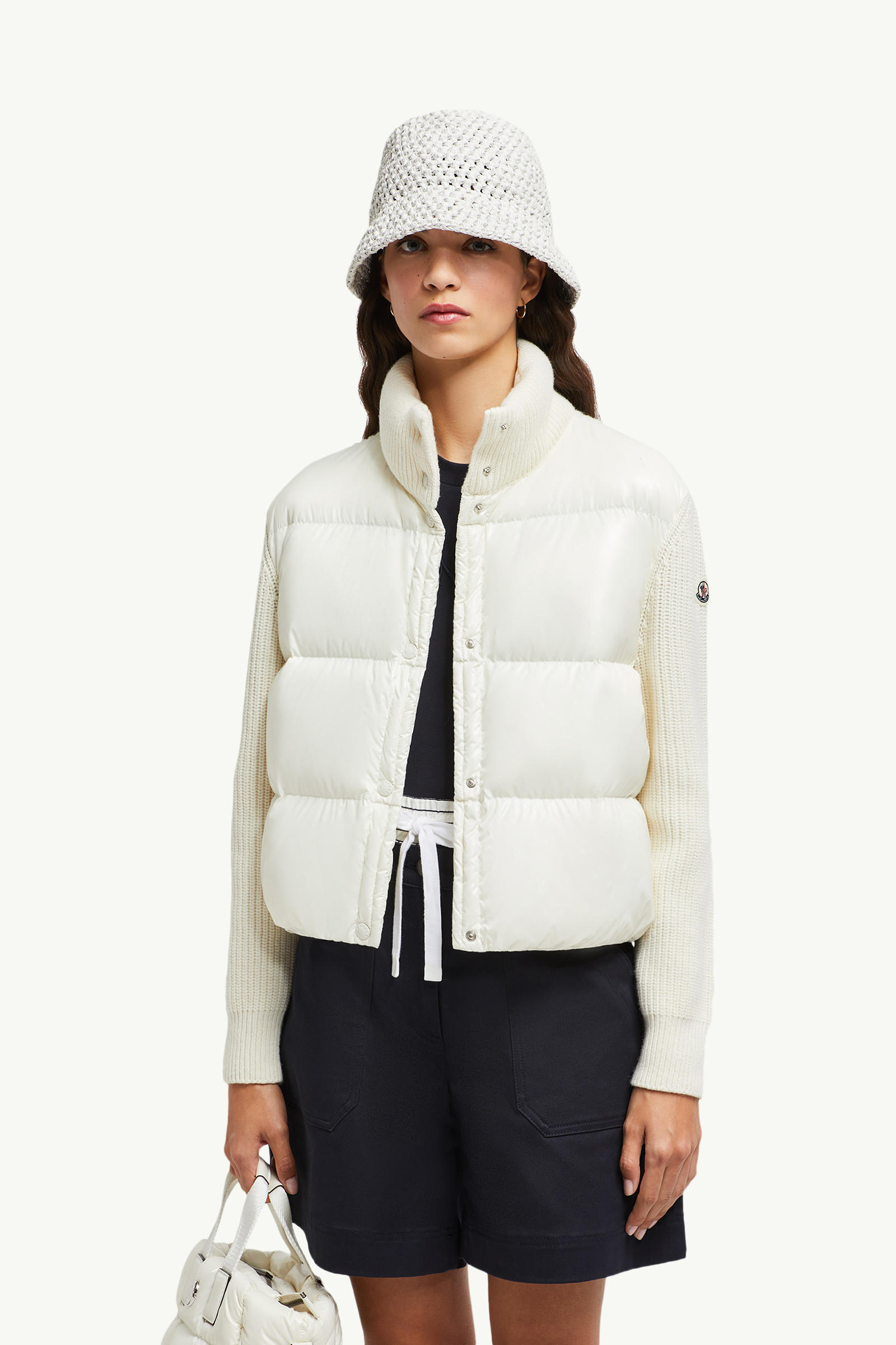 Padded Wool Cardigan Women White Moncler 0