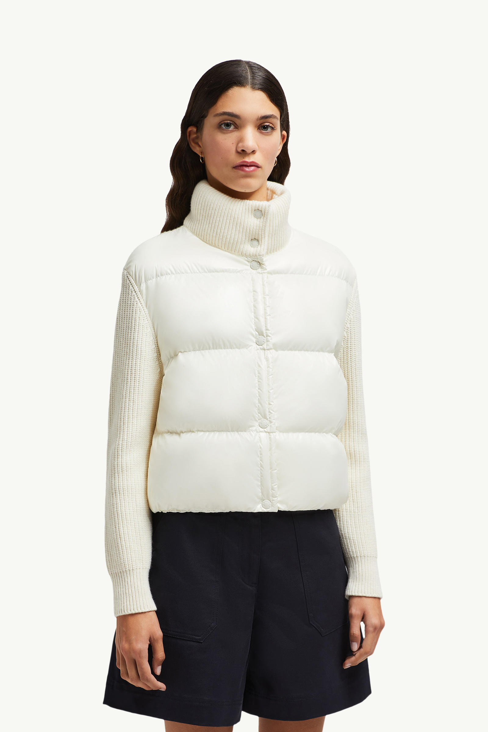 Cardigan matelassé en laine Femmes Blanc Moncler 3