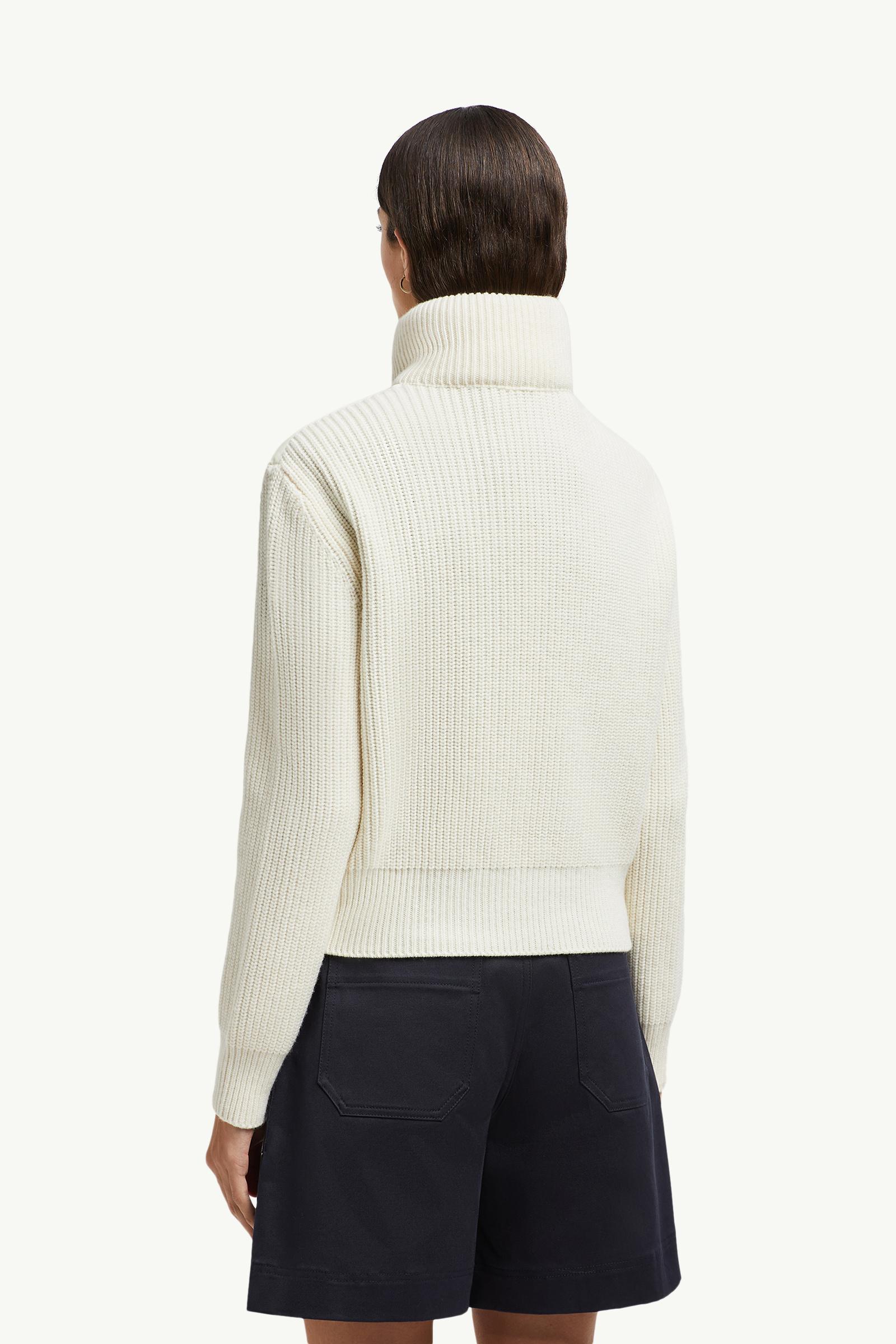 White Padded Wool Cardigan - Sweaters & Cardigans for Women