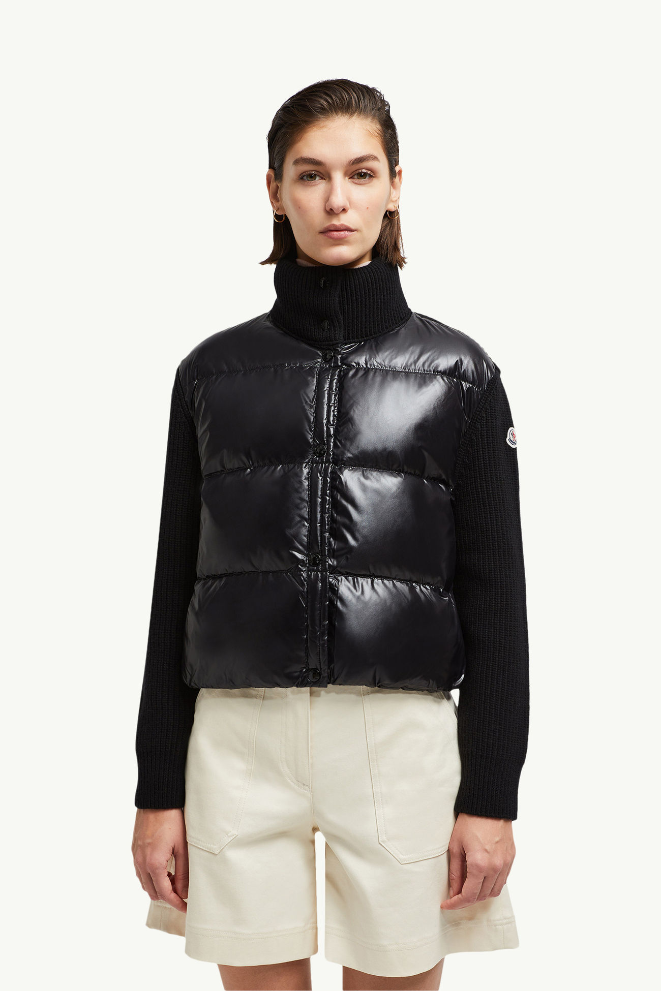 Cardigan imbottito in lana Donna Nero Moncler 3