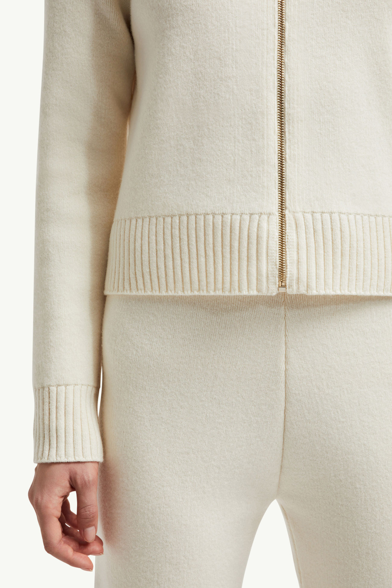 Wool & Cashmere Zip-Up Hoodie Women White Ivory Moncler 5